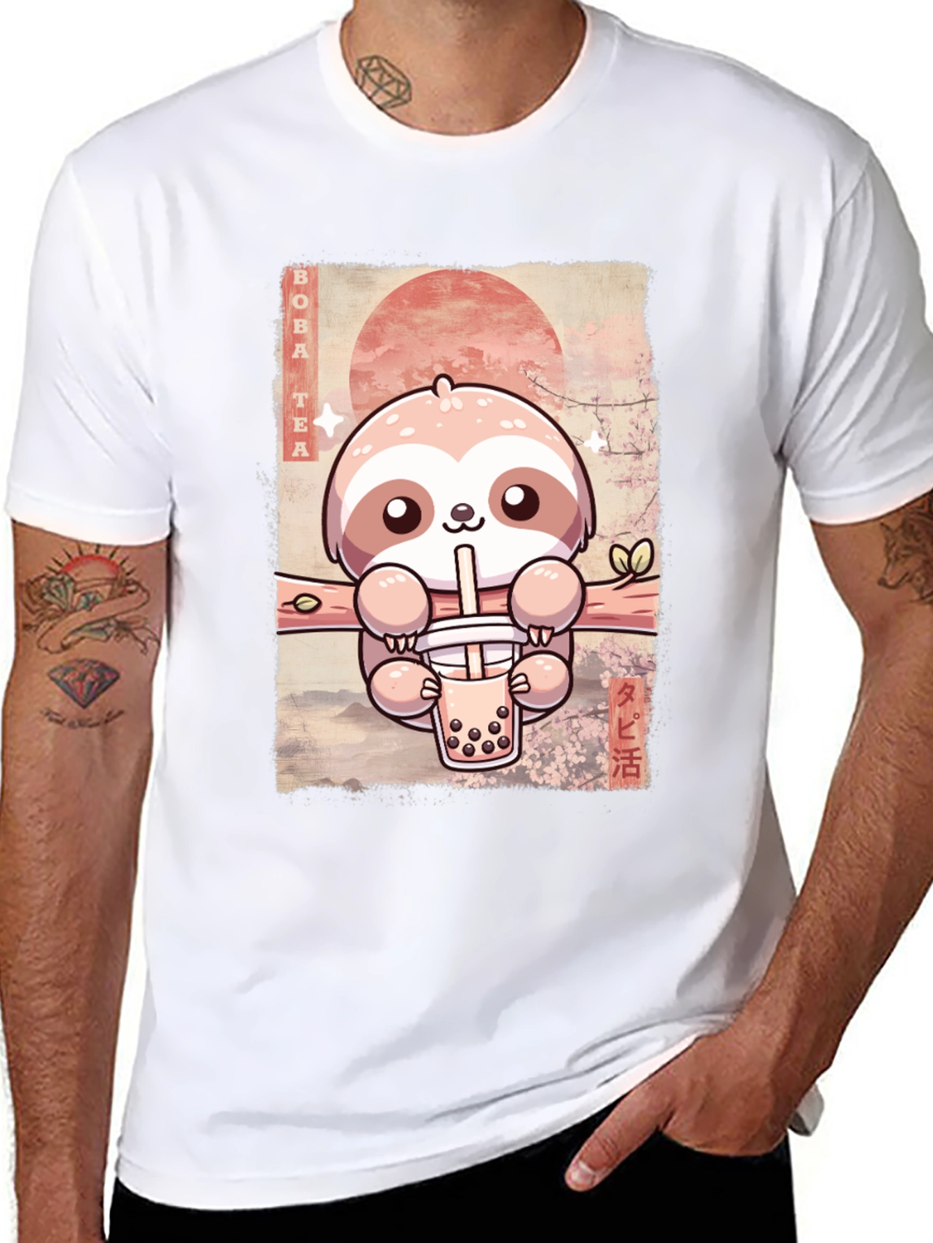 Sloth Boba Tea Graphic Tee - Kawaii Style!