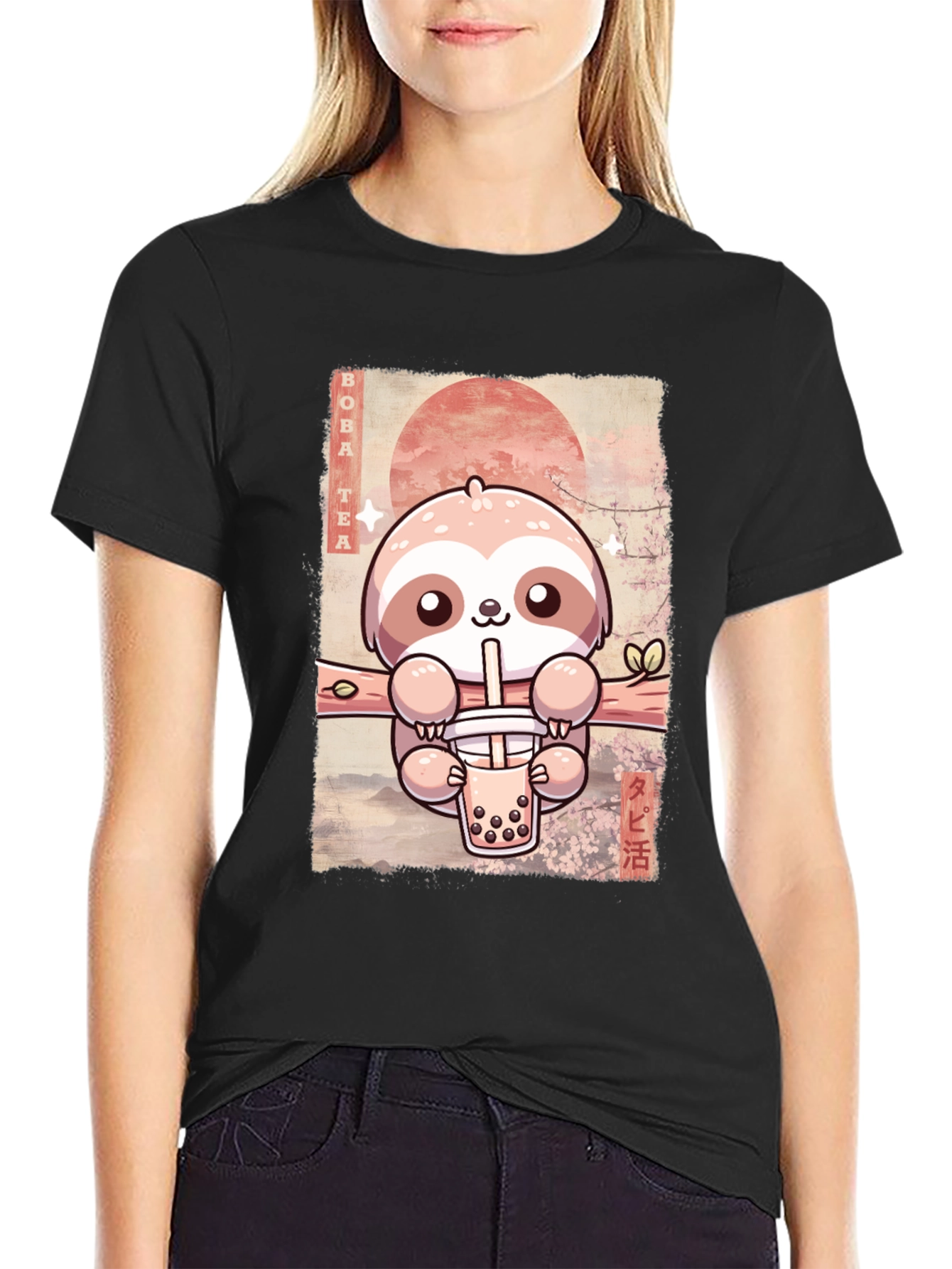 Sloth Boba Tea Graphic Tee - Kawaii Style!