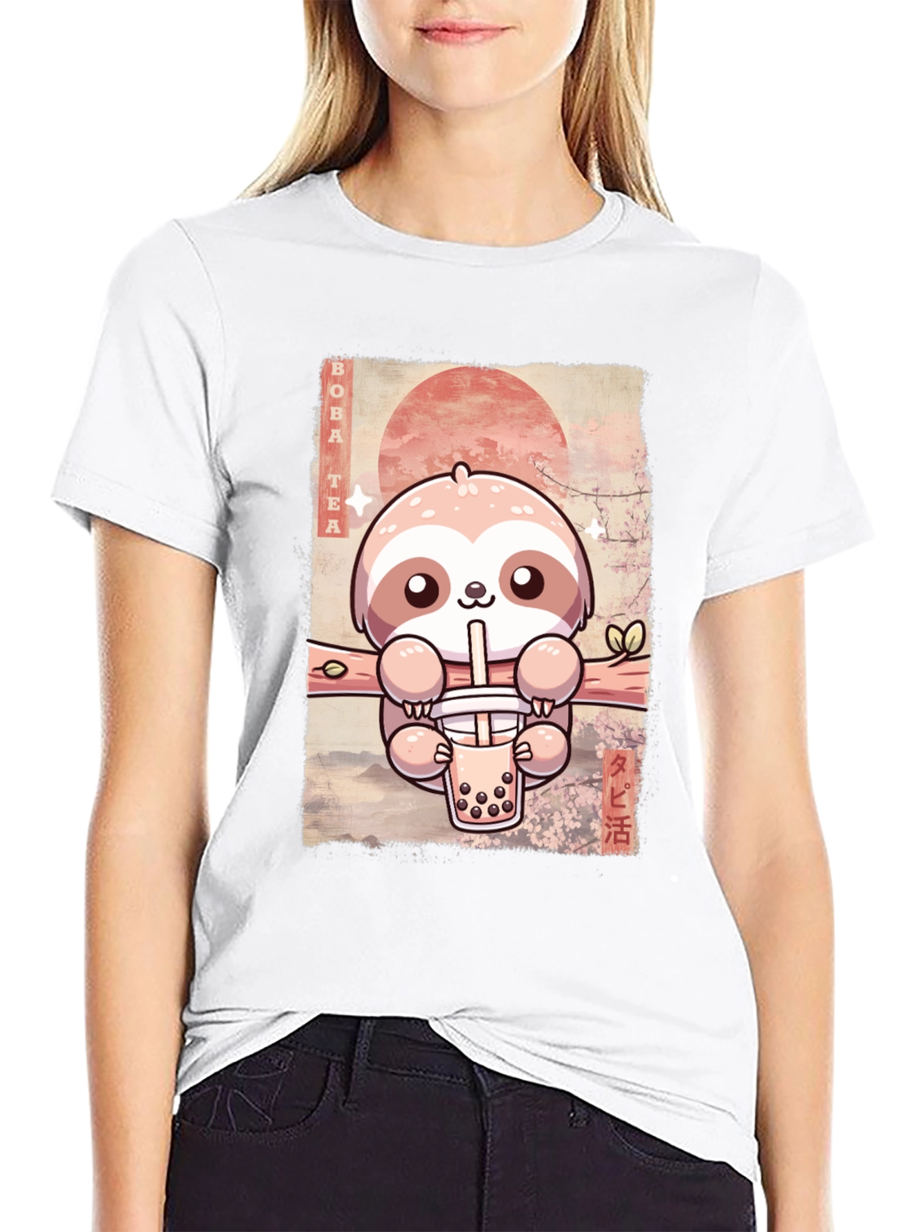 Sloth Boba Tea Graphic Tee - Kawaii Style!