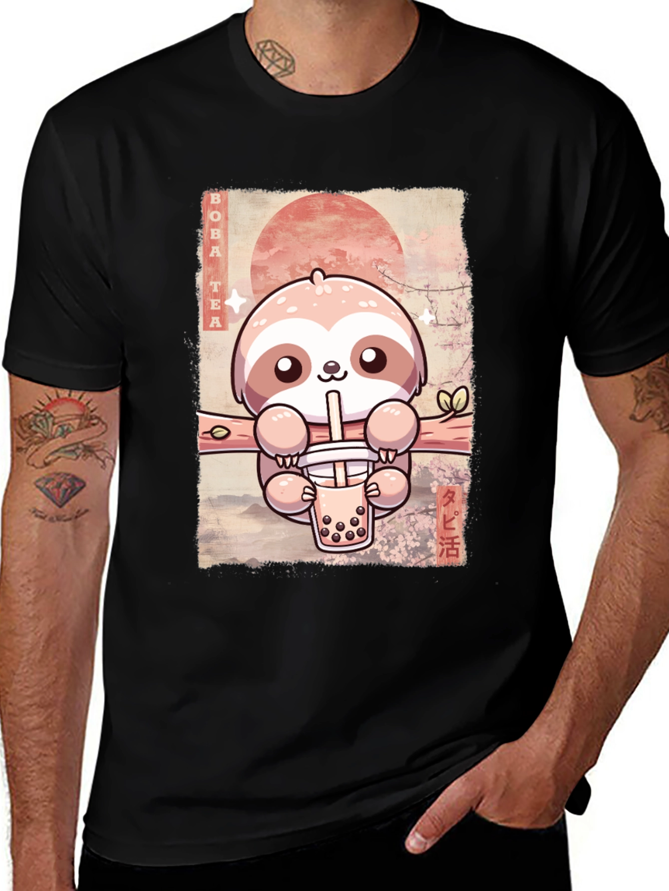 Sloth Boba Tea Graphic Tee - Kawaii Style!
