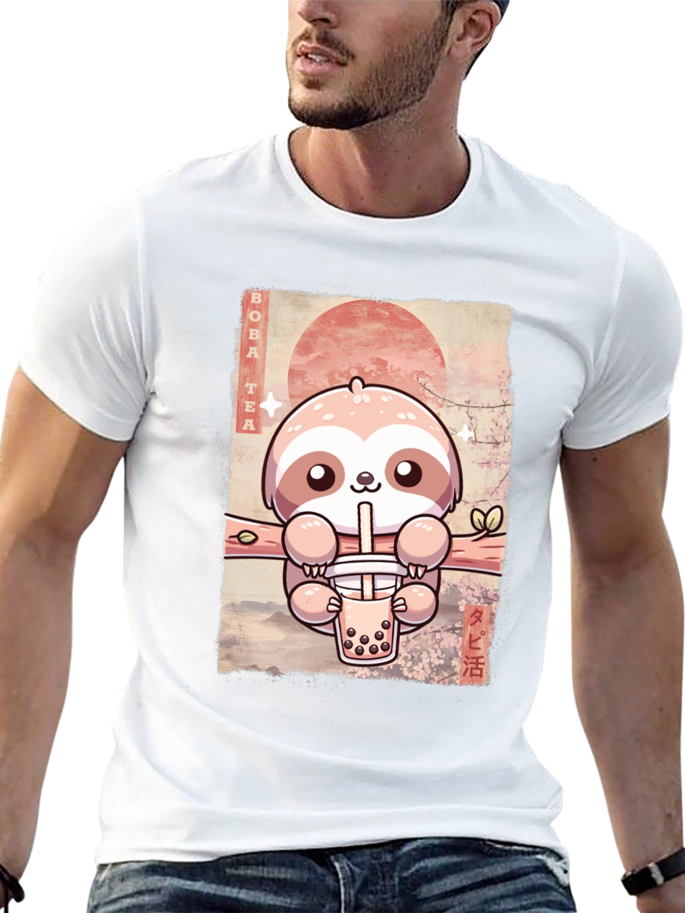 Sloth Boba Tea Graphic Tee - Kawaii Style!