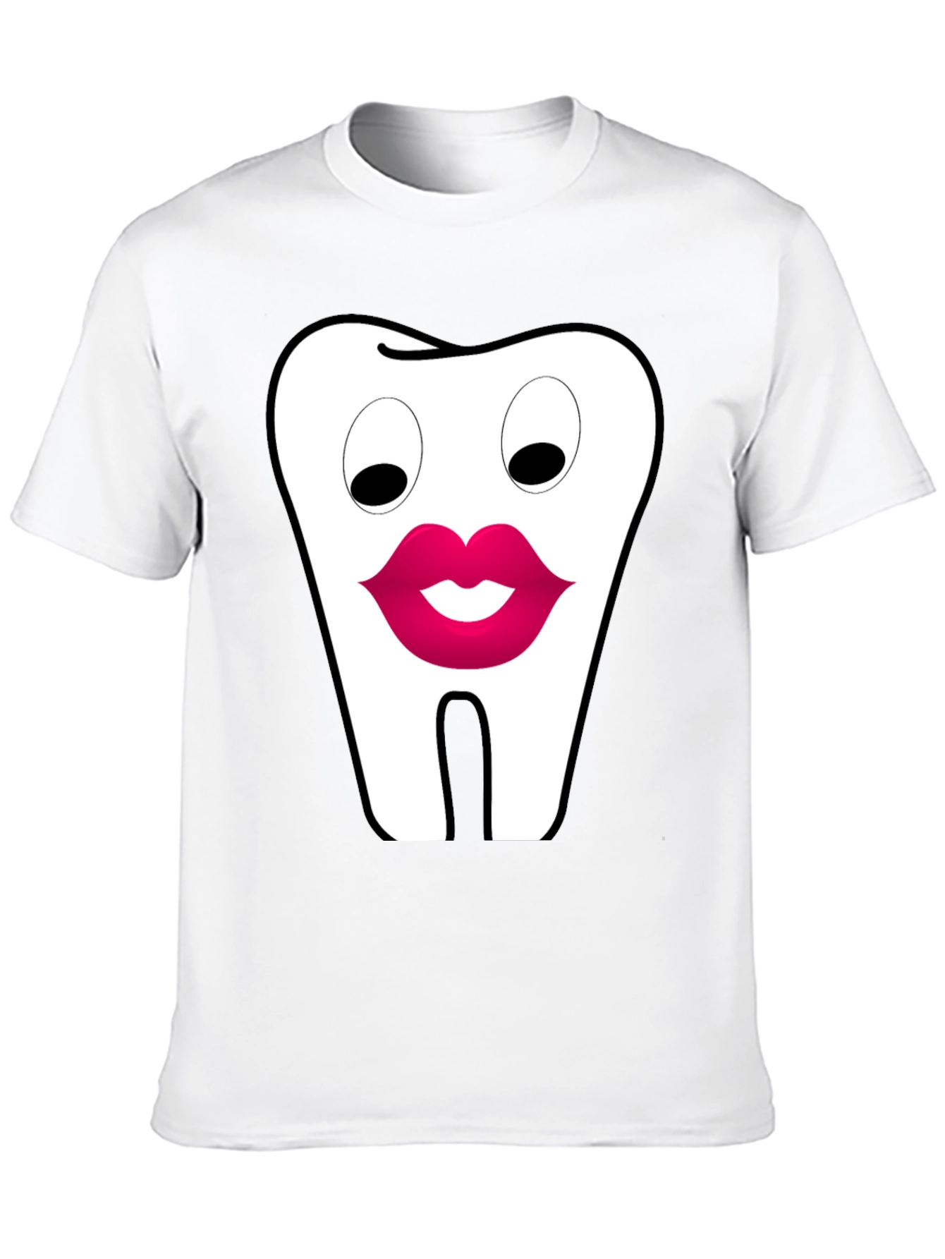 Funny Tooth Lips Graphic Tee - Black Cotton T-Shirt