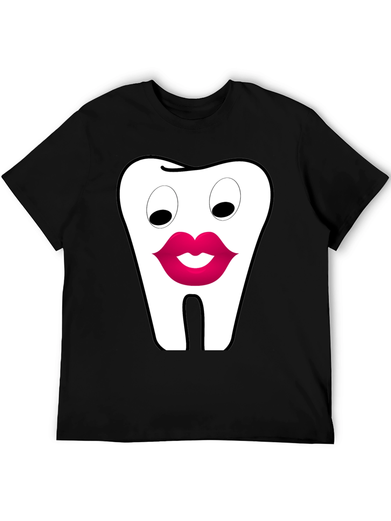 Funny Tooth Lips Graphic Tee - Black Cotton T-Shirt