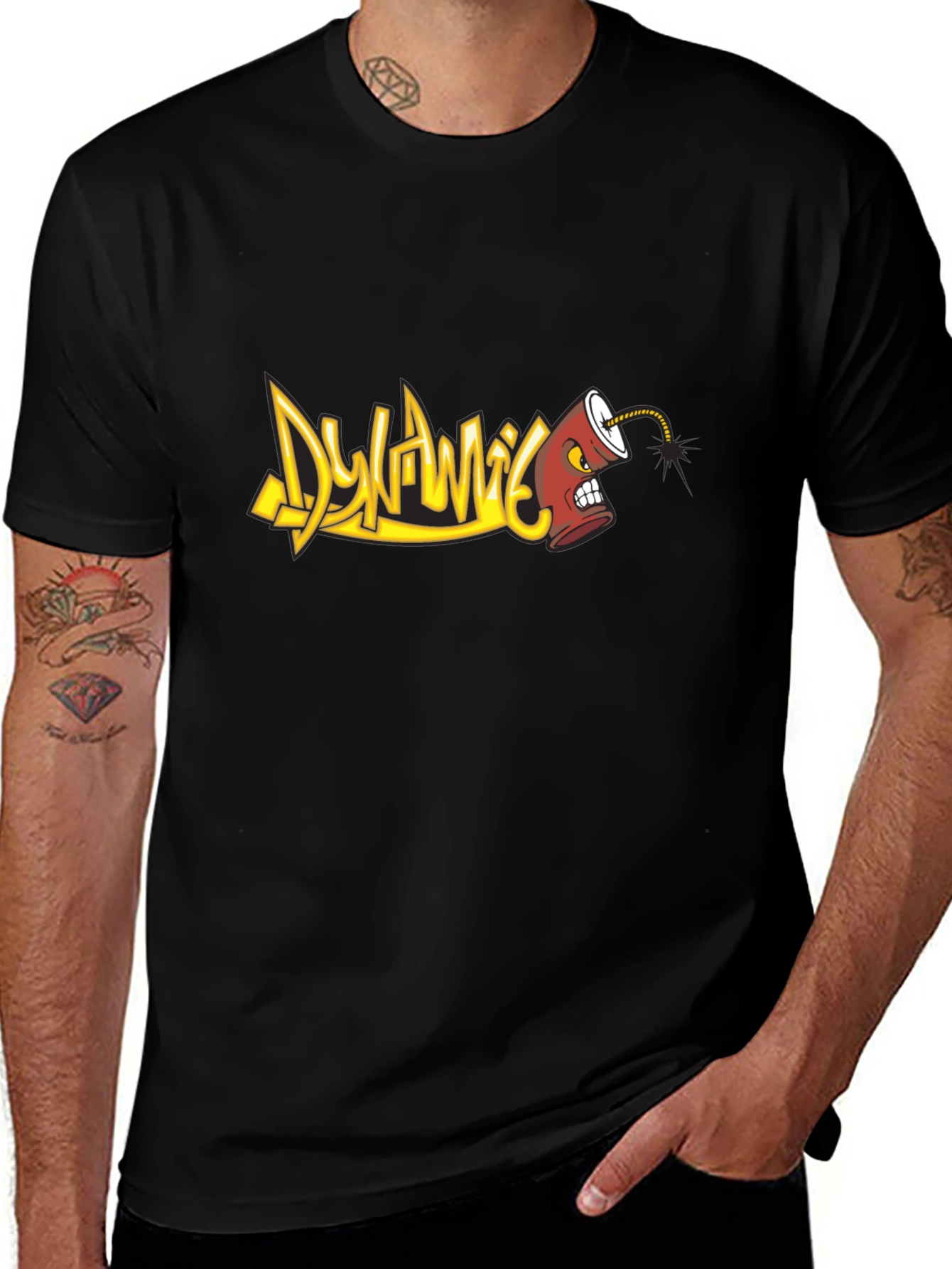 Dynamic Graffiti Art T-Shirt - Black