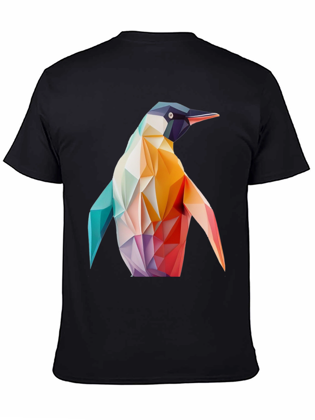 Geometric Penguin Graphic Black T-Shirt