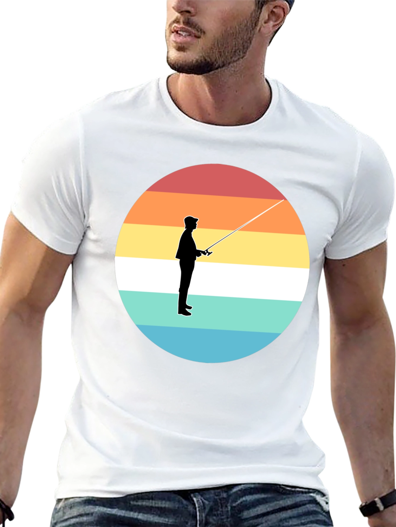 Sunset Fisherman Black T-Shirt