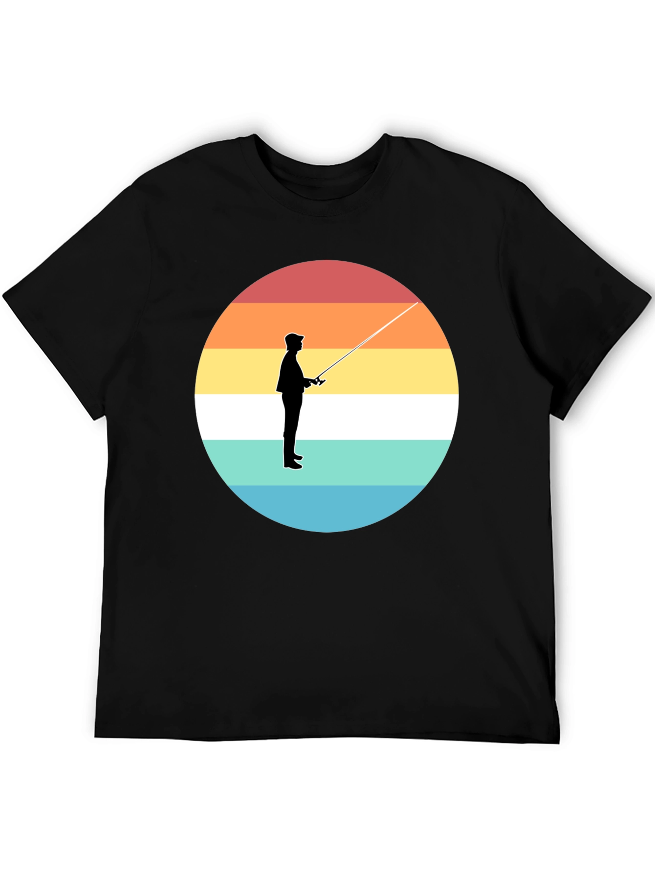 Sunset Fisherman Black T-Shirt