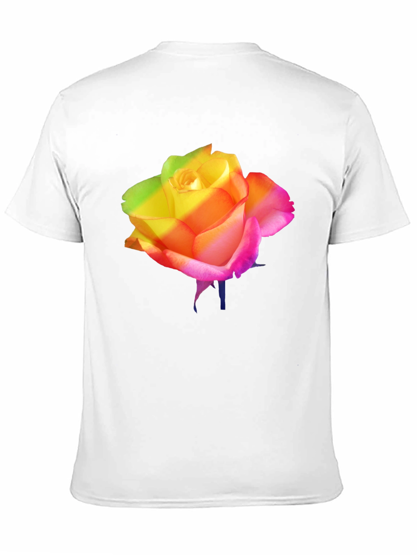Rainbow Rose Graphic Black T-Shirt