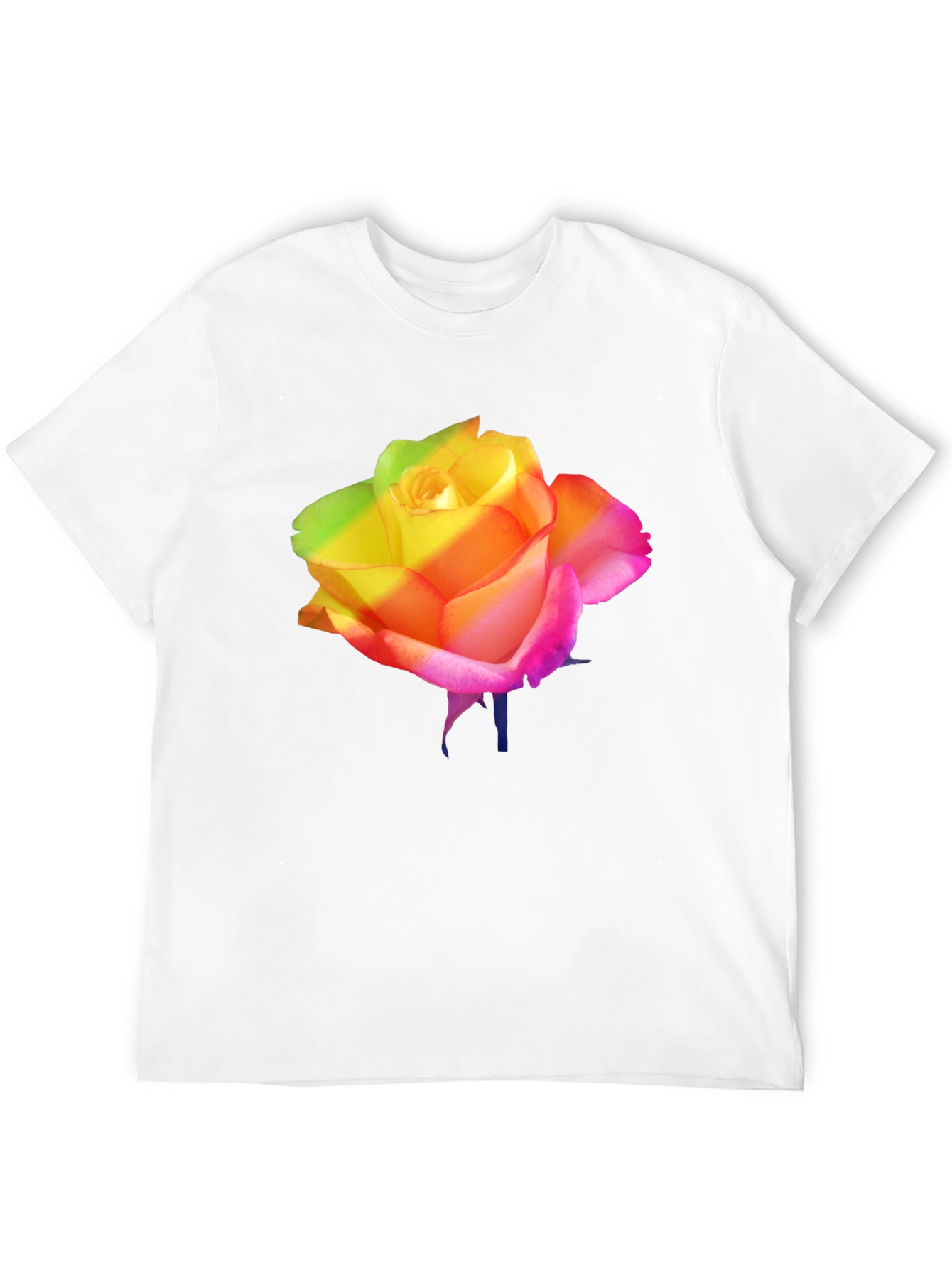 Rainbow Rose Graphic Black T-Shirt