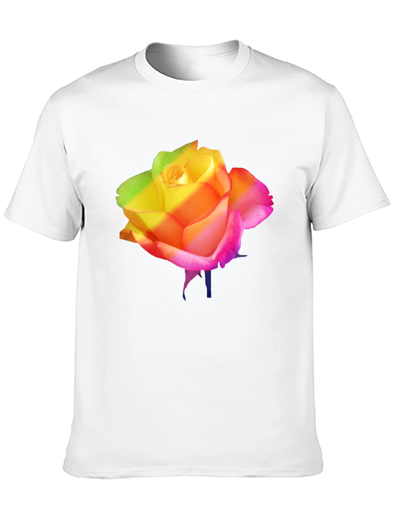 Rainbow Rose Graphic Black T-Shirt