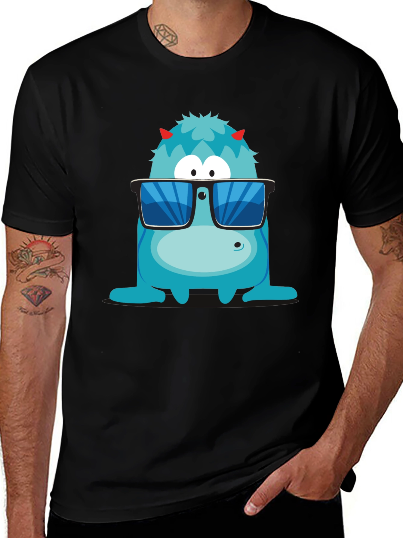 Cool Monster Graphic Tee - Black T-Shirt