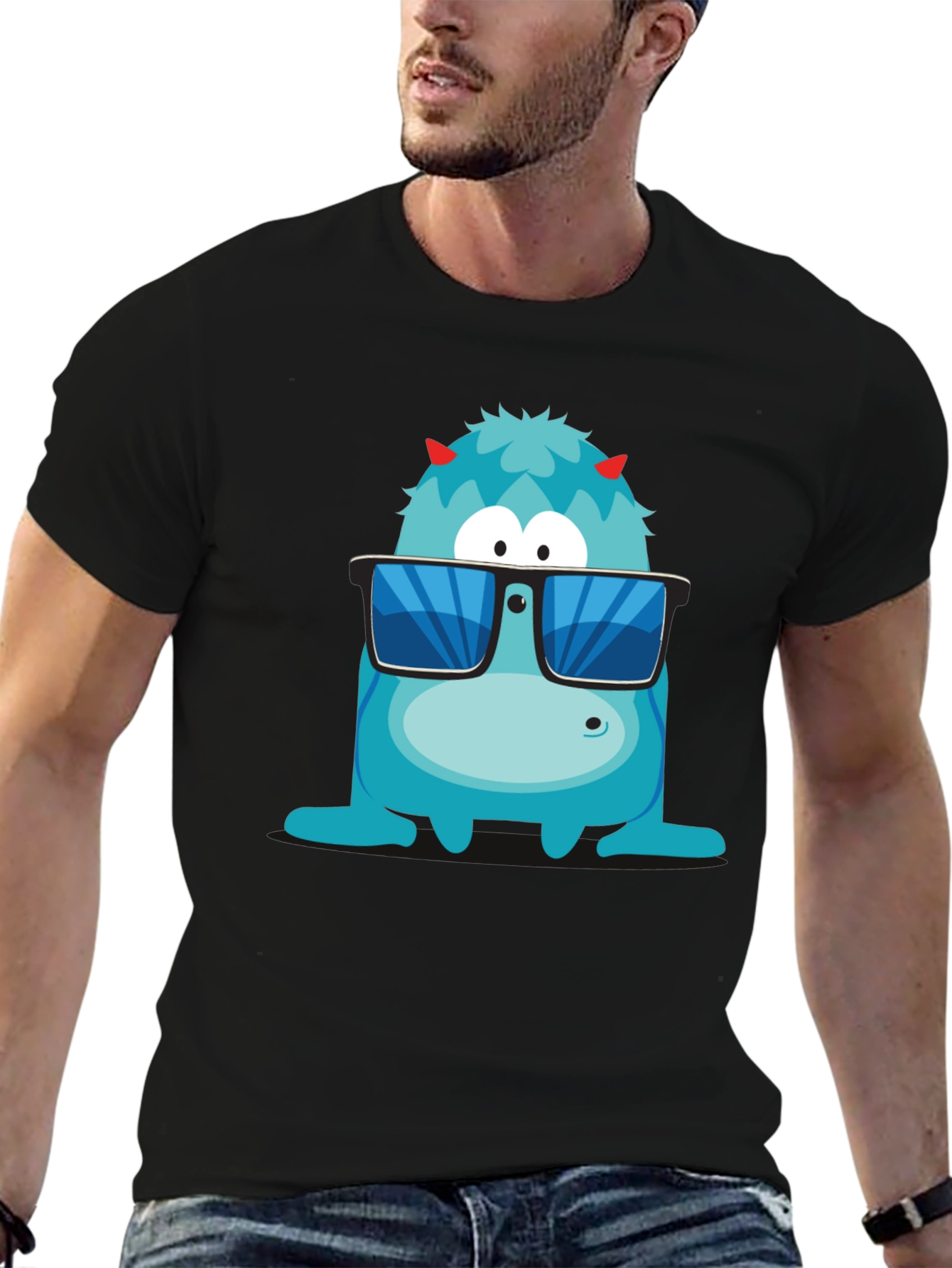 Cool Monster Graphic Tee - Black T-Shirt