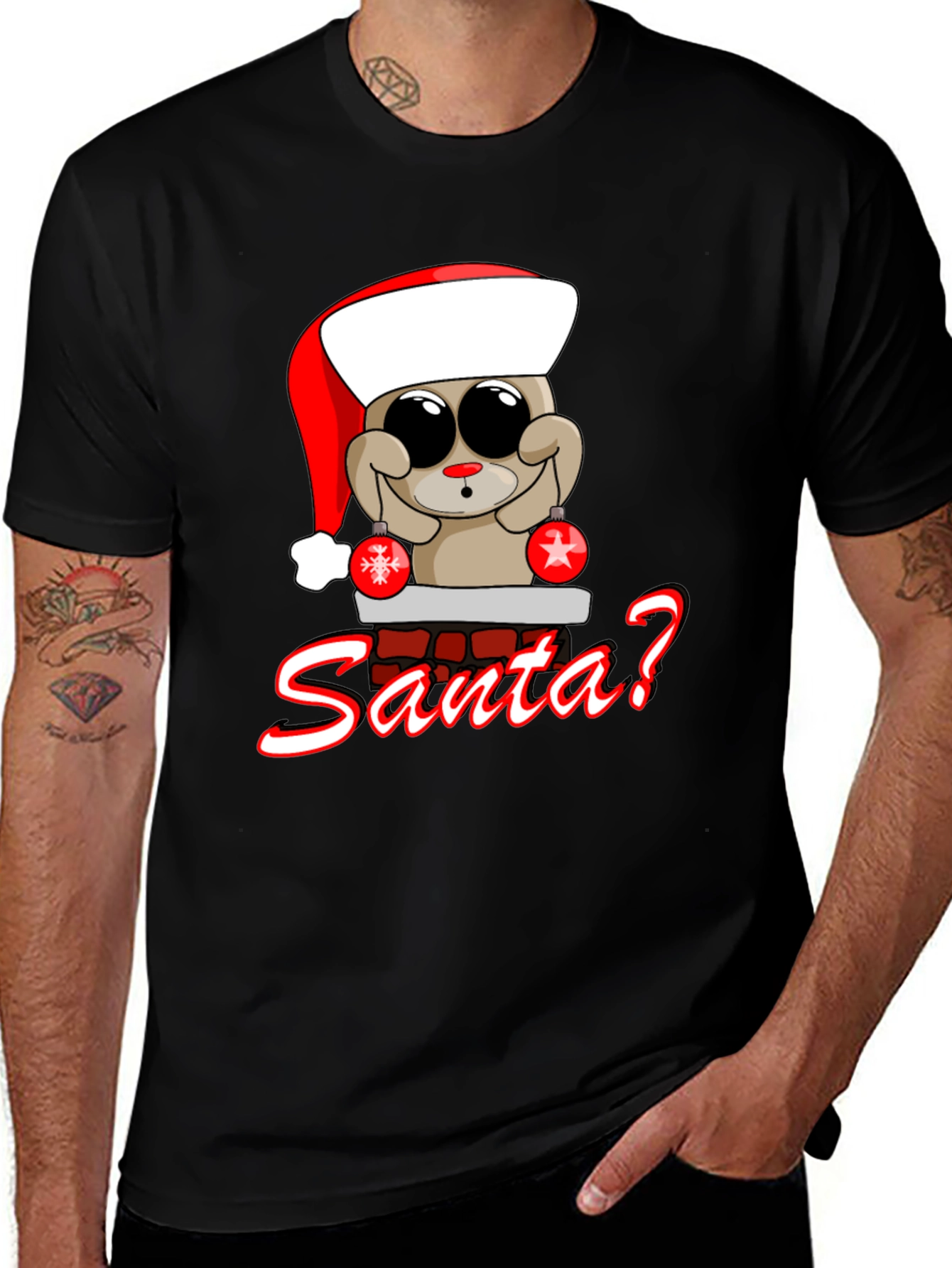 Cartoon Santa Bear Graphic Tee