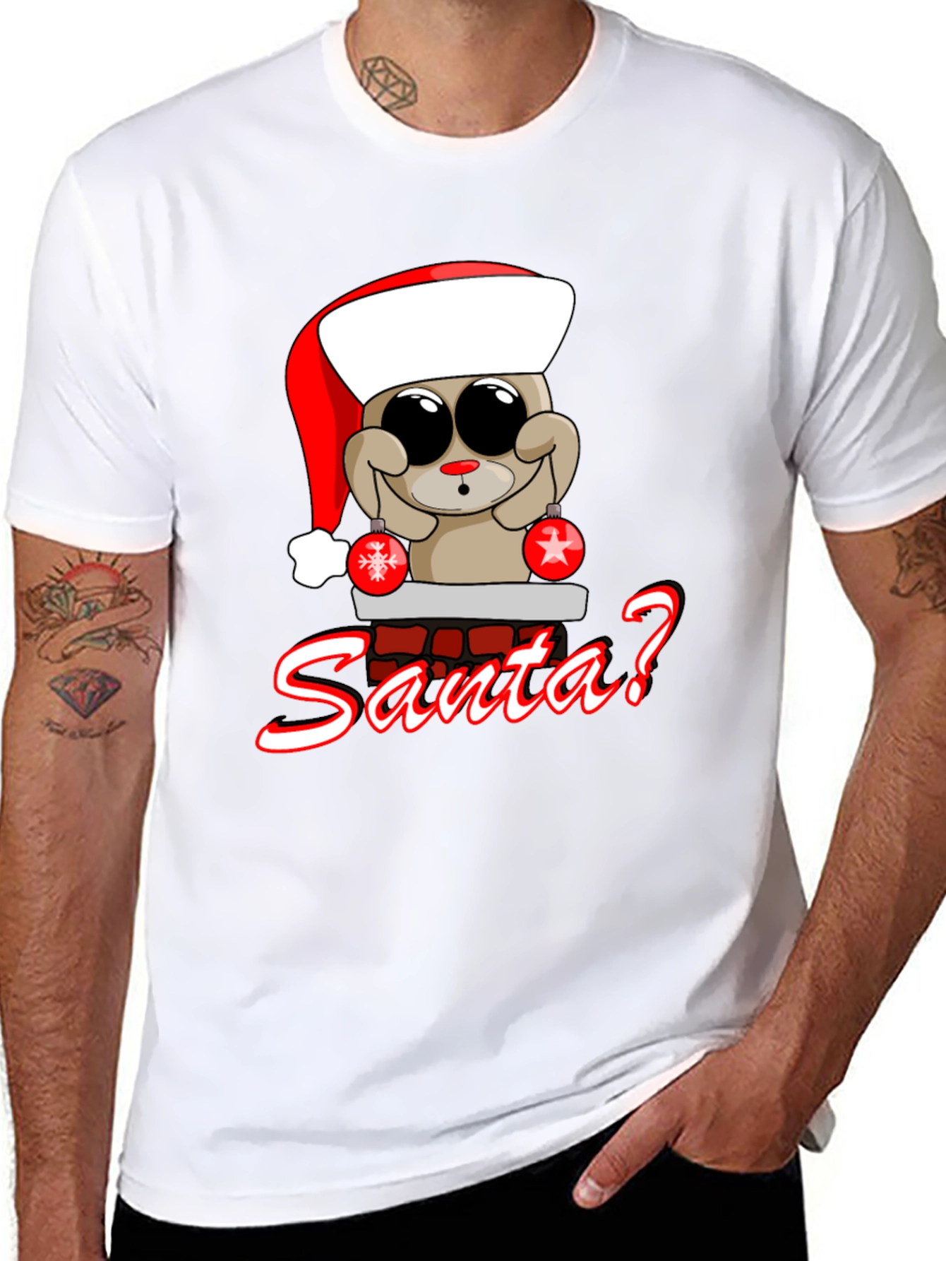 Cartoon Santa Bear Graphic Tee