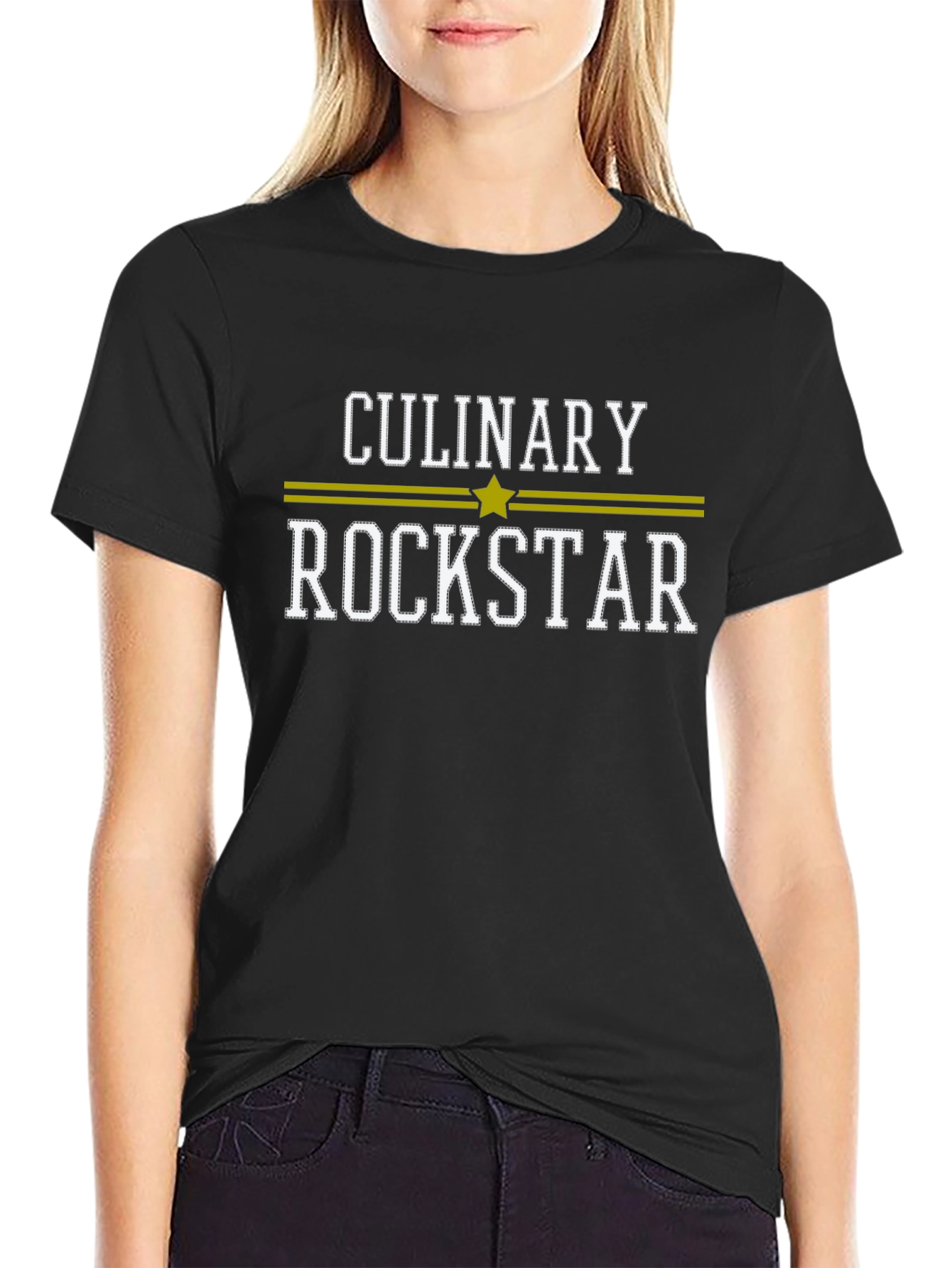 Culinary Rockstar Black Cotton Graphic T-Shirt