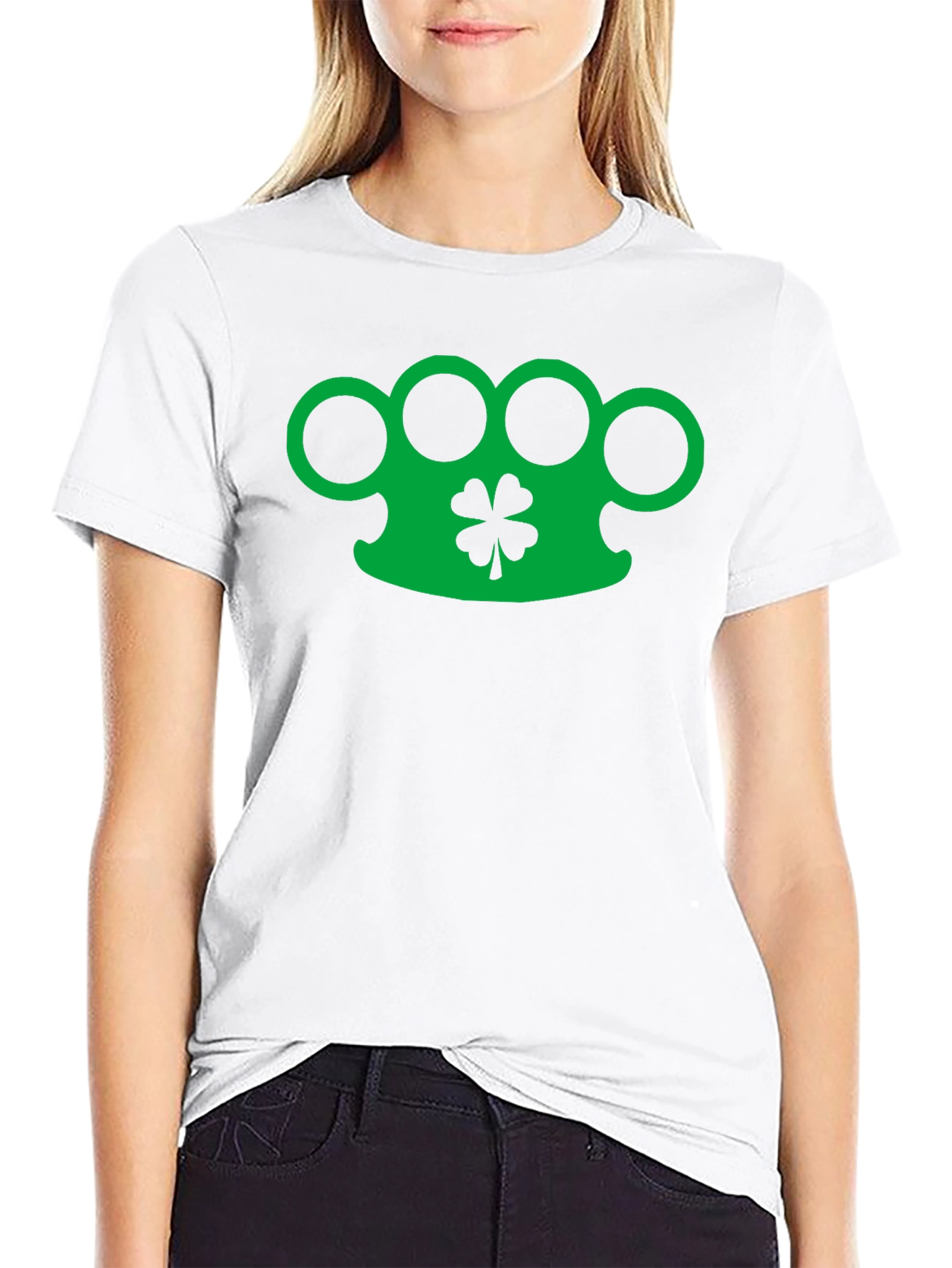 Lucky Brass Knuckles Clover Black Graphic Tee