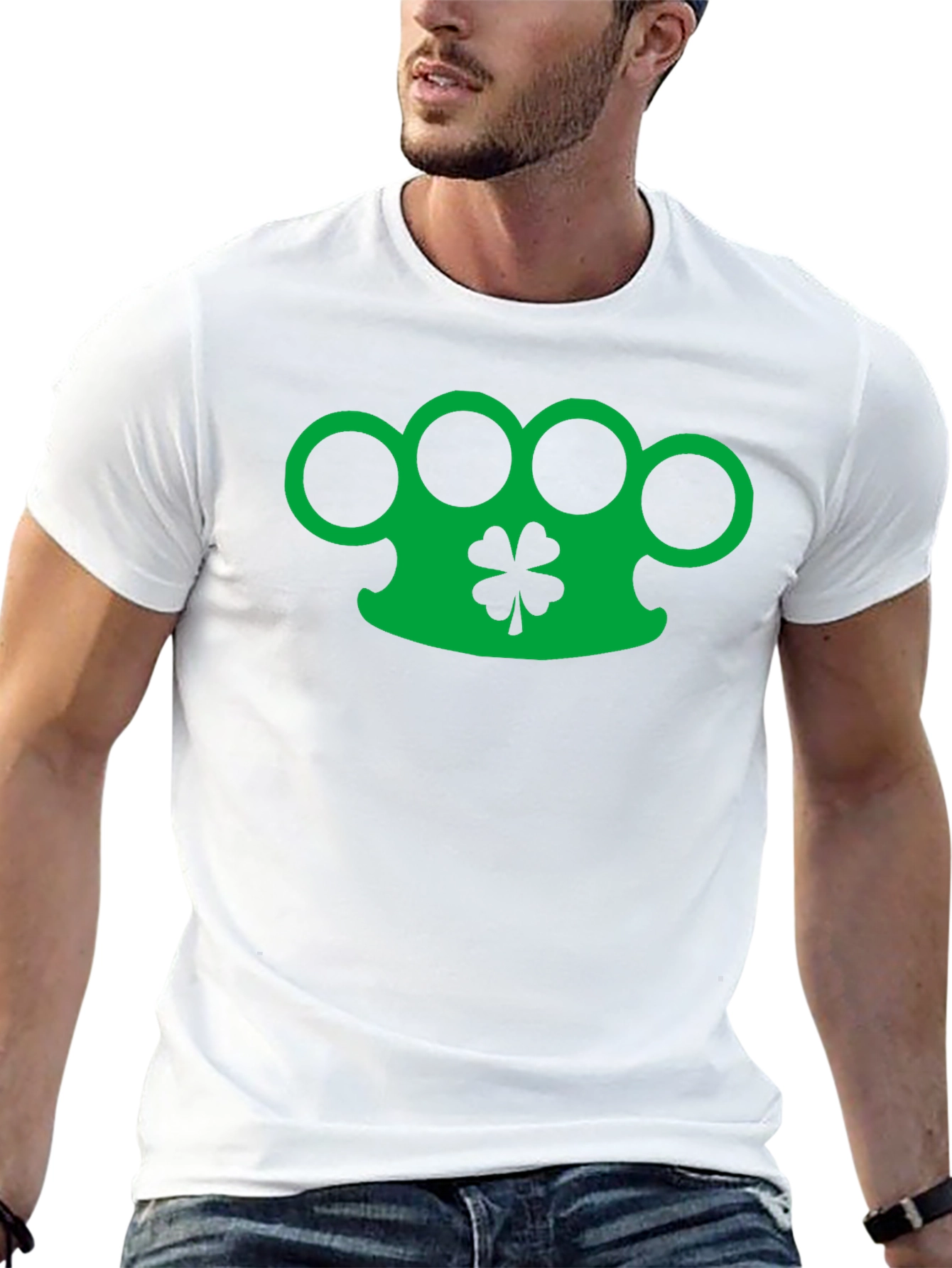 Lucky Brass Knuckles Clover Black Graphic Tee