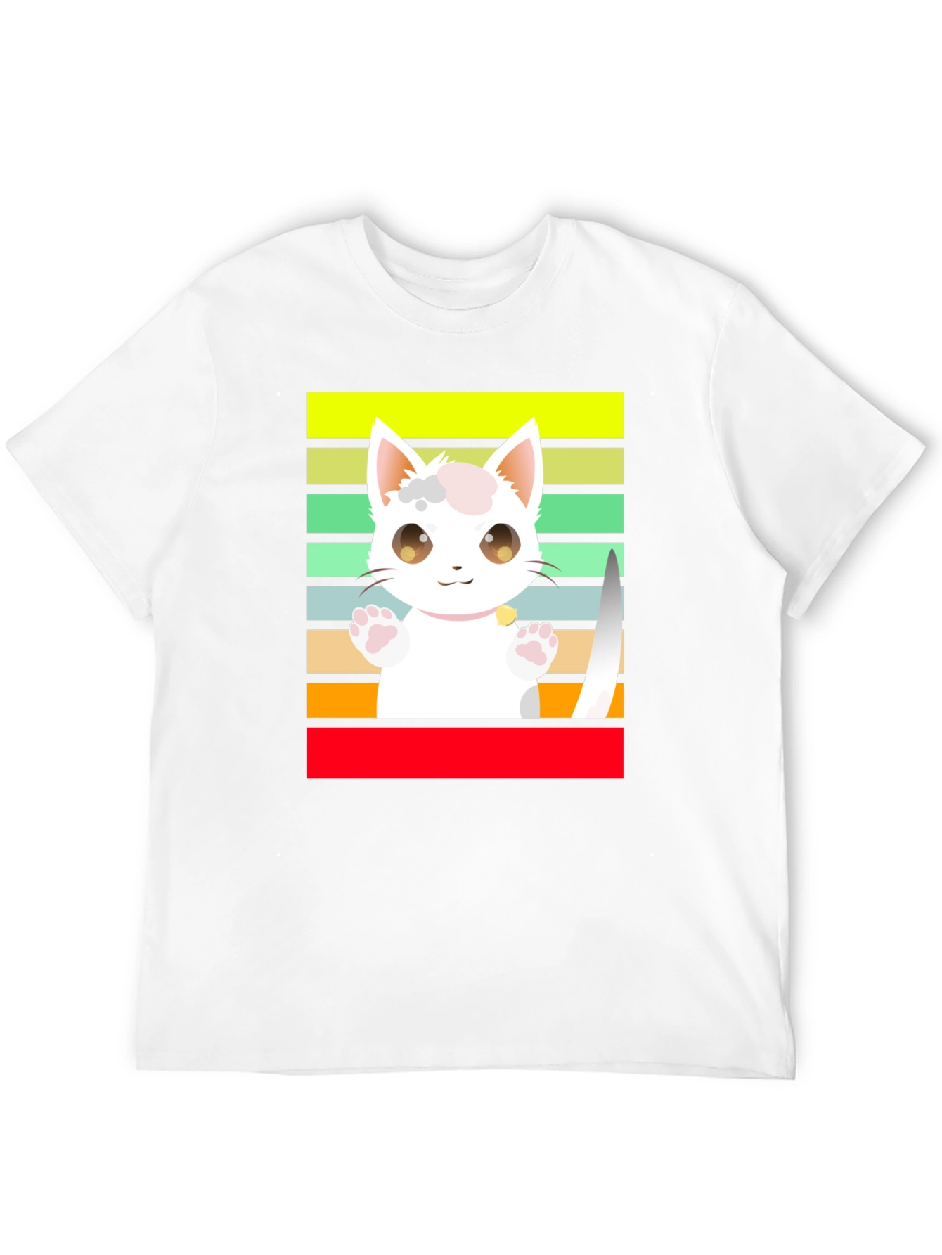 Cute Cartoon Cat Striped T-Shirt