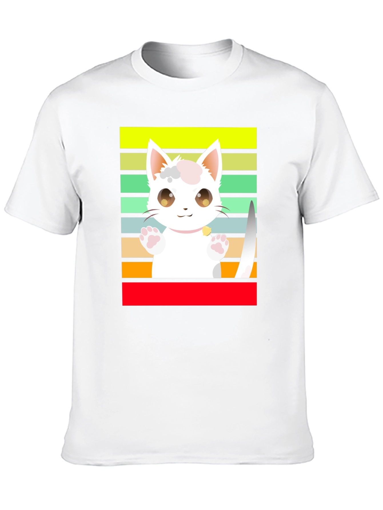 Cute Cartoon Cat Striped T-Shirt