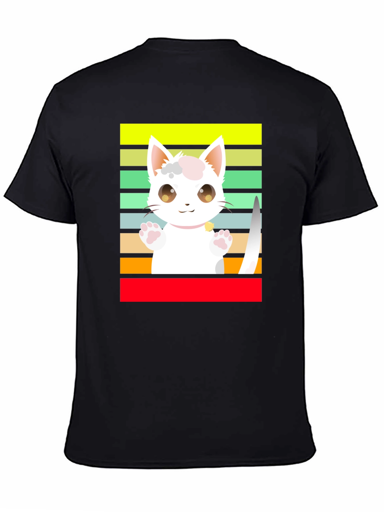 Cute Cartoon Cat Striped T-Shirt