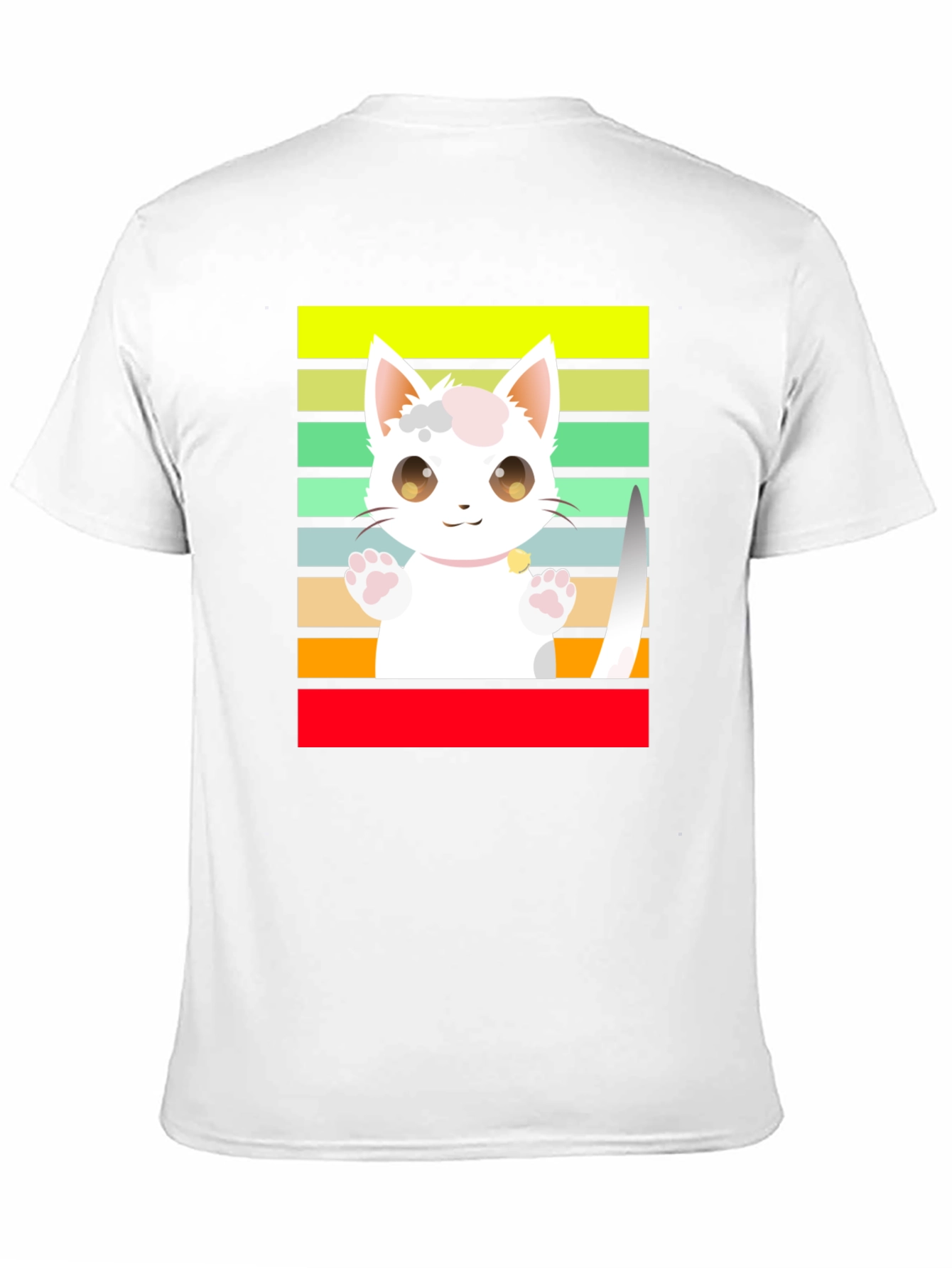 Cute Cartoon Cat Striped T-Shirt