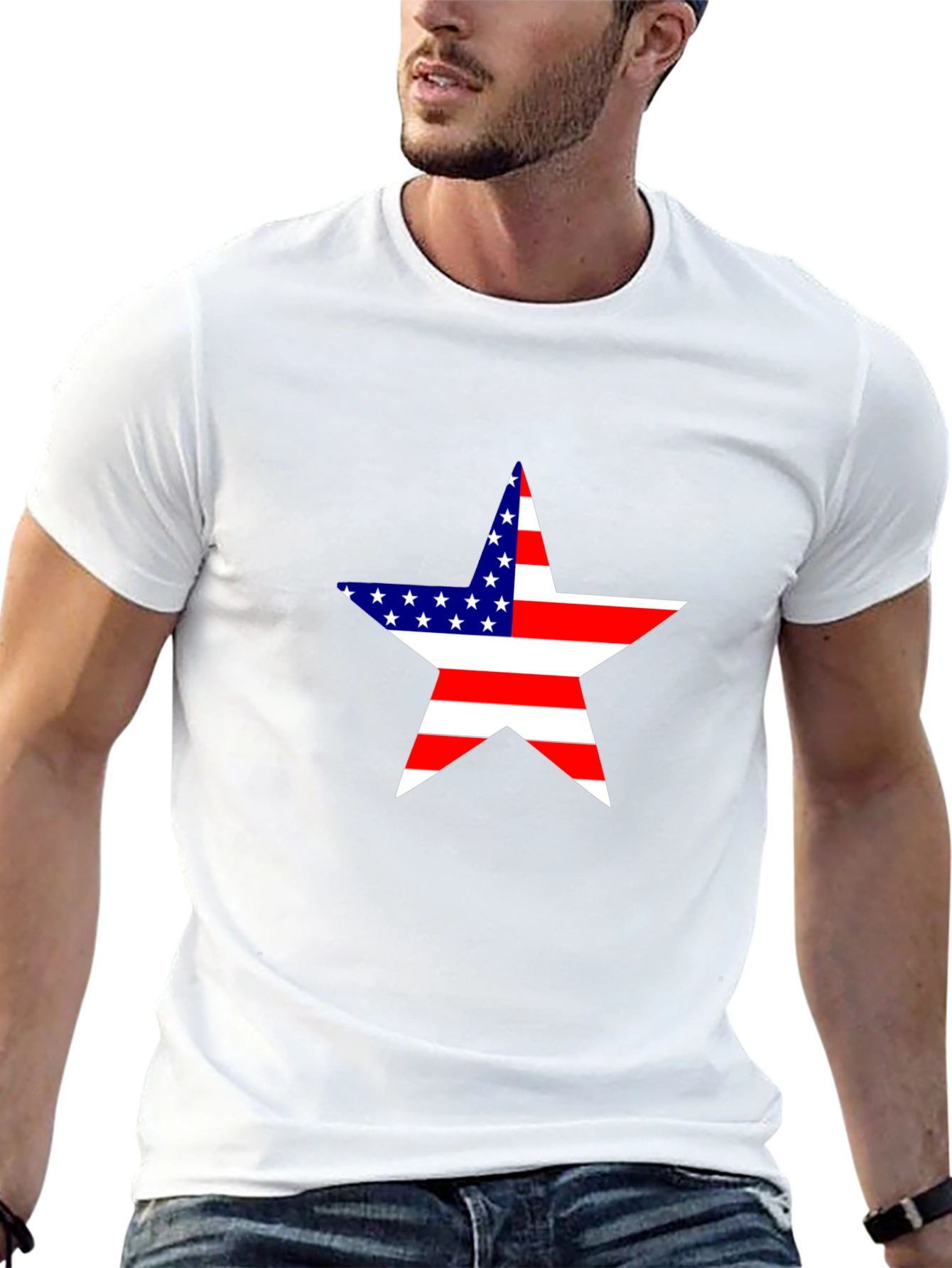 American Flag Star Black T-Shirt