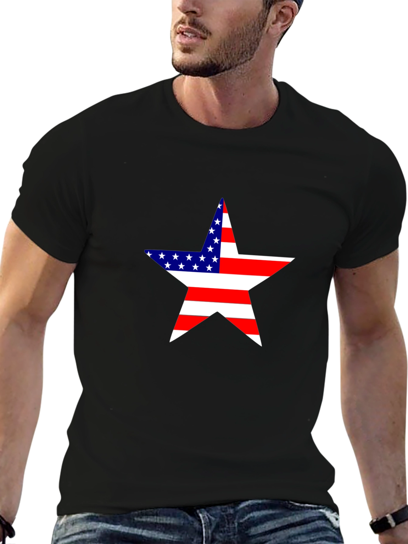 American Flag Star Black T-Shirt
