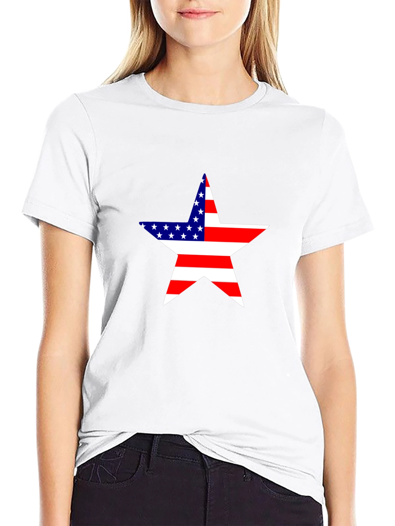 American Flag Star Black T-Shirt