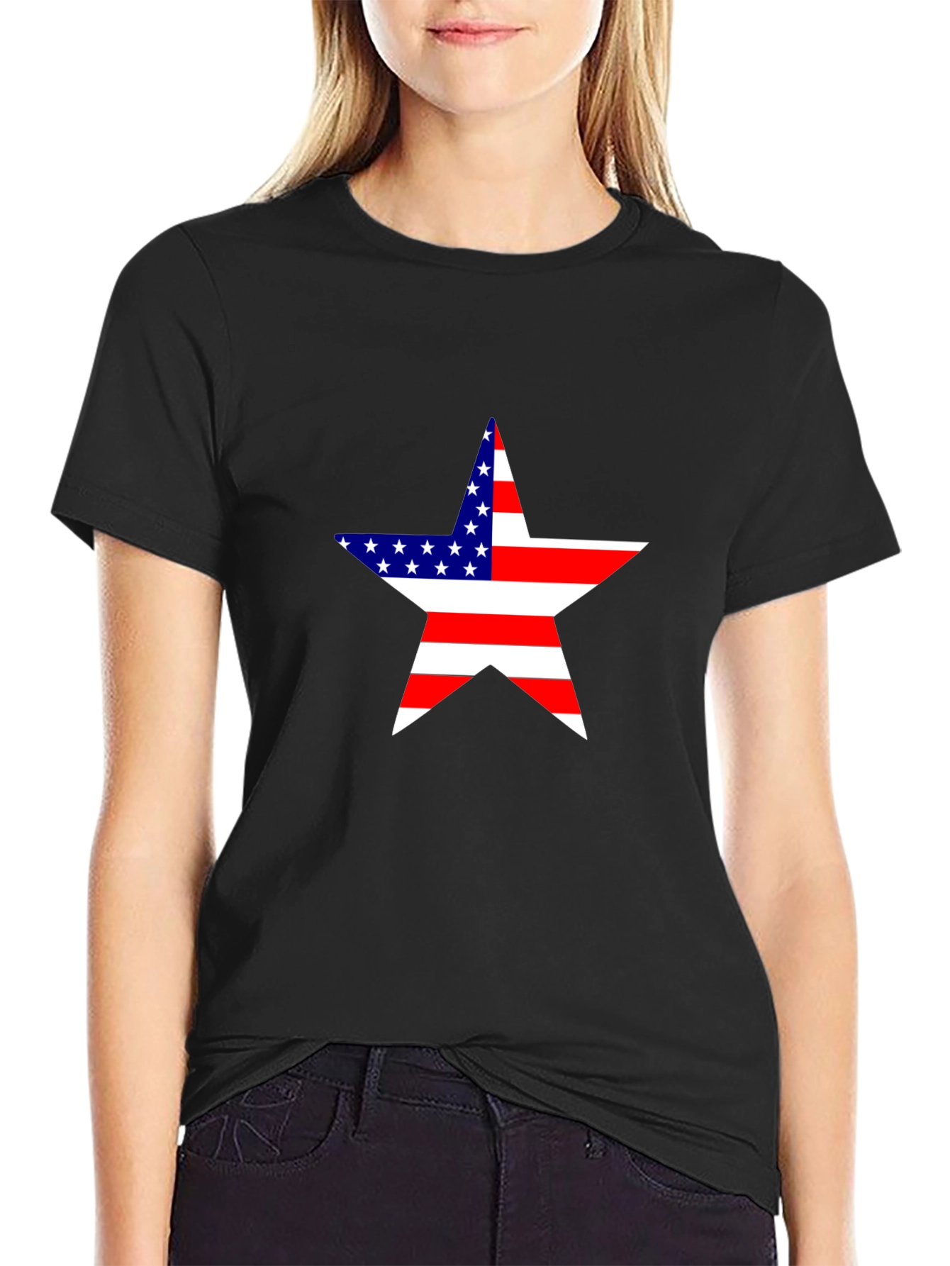 American Flag Star Black T-Shirt