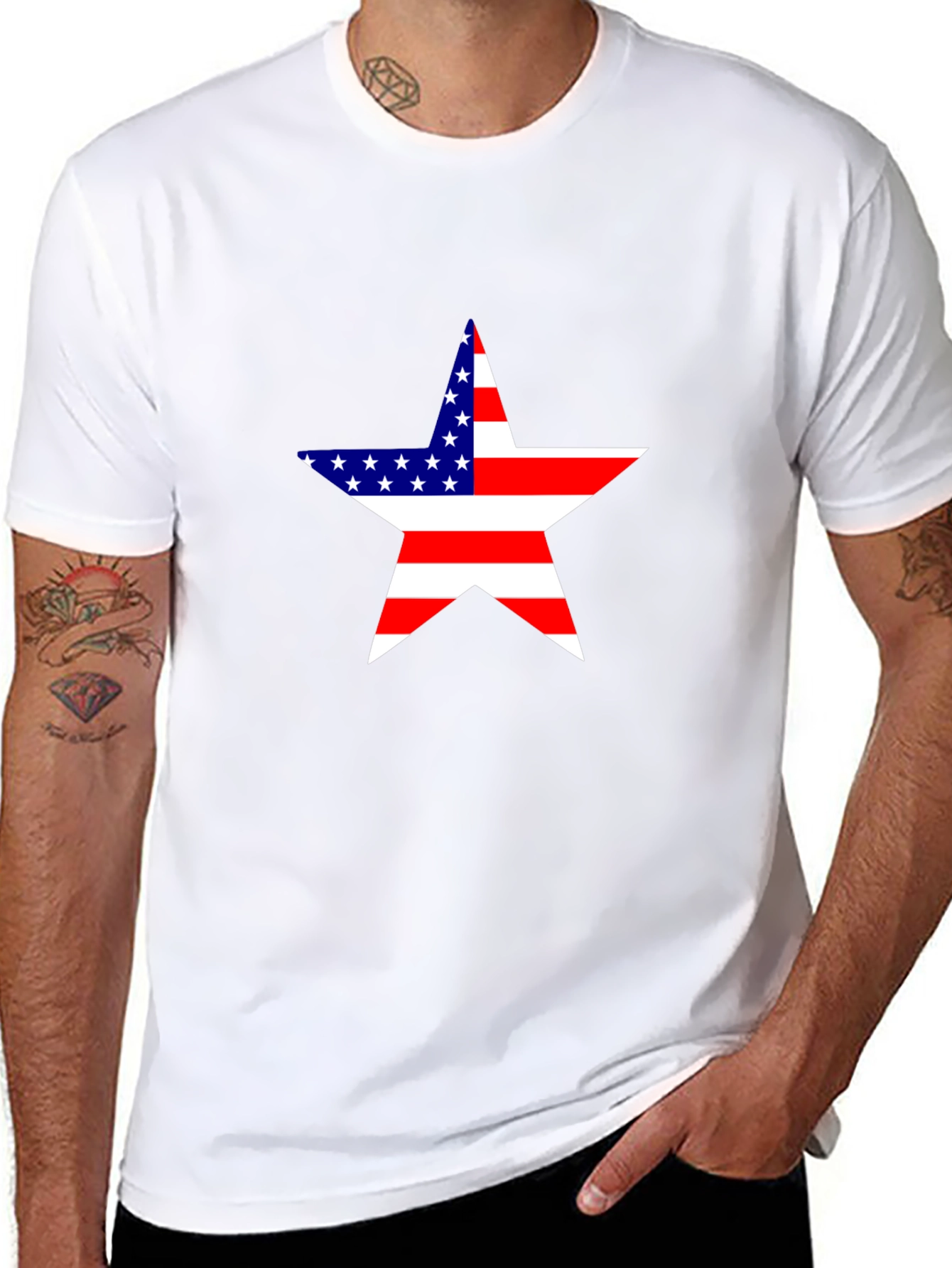 American Flag Star Black T-Shirt