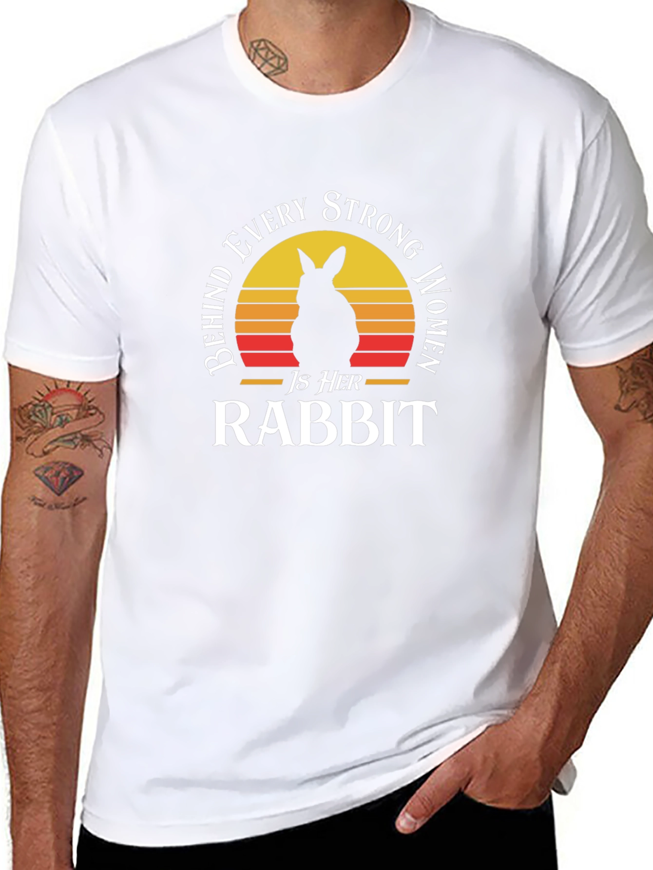 Behind Every Strong Woman Is Her Rabbit T-Shirt