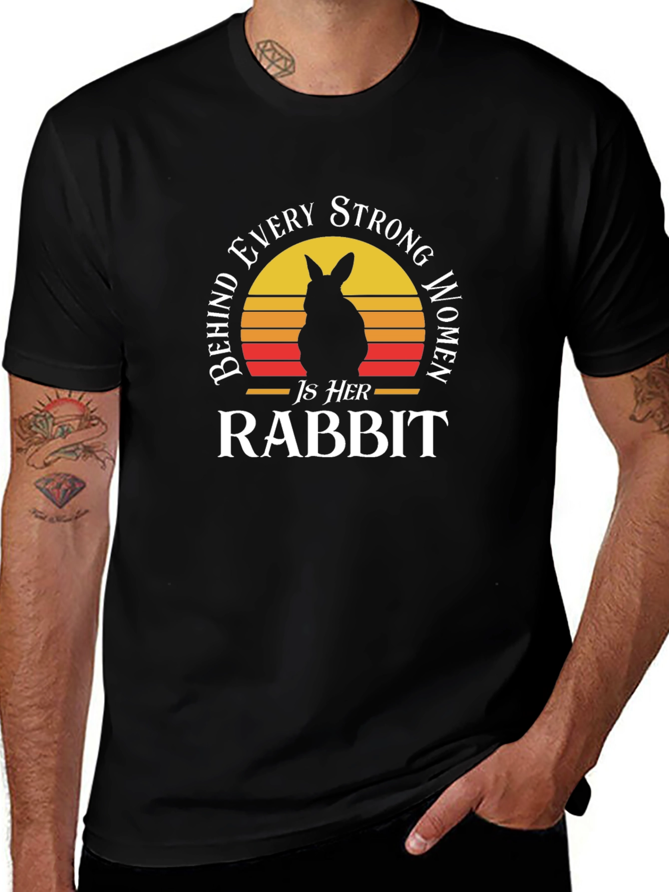 Behind Every Strong Woman Is Her Rabbit T-Shirt