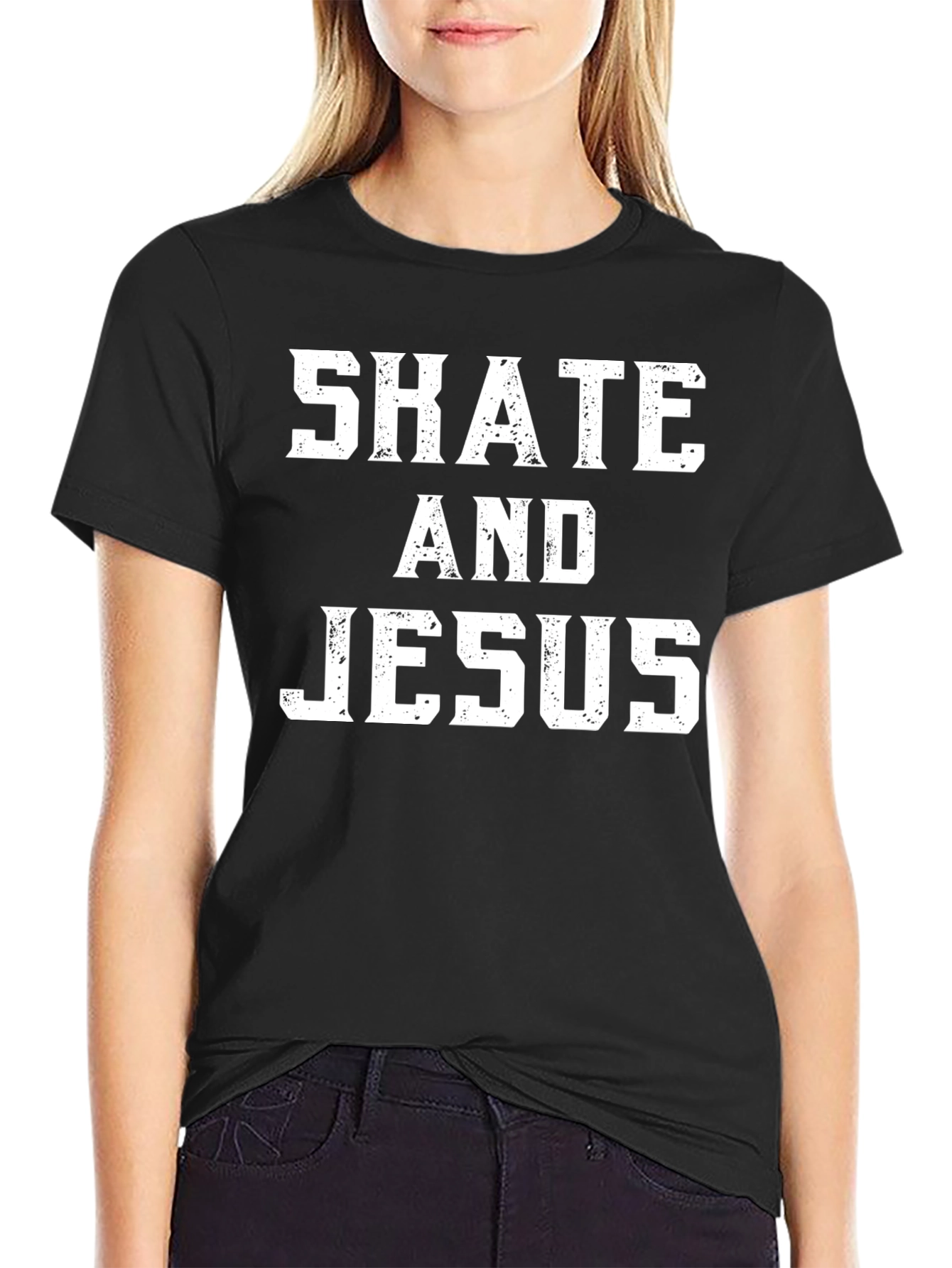 Skate and Jesus Black Graphic Tee