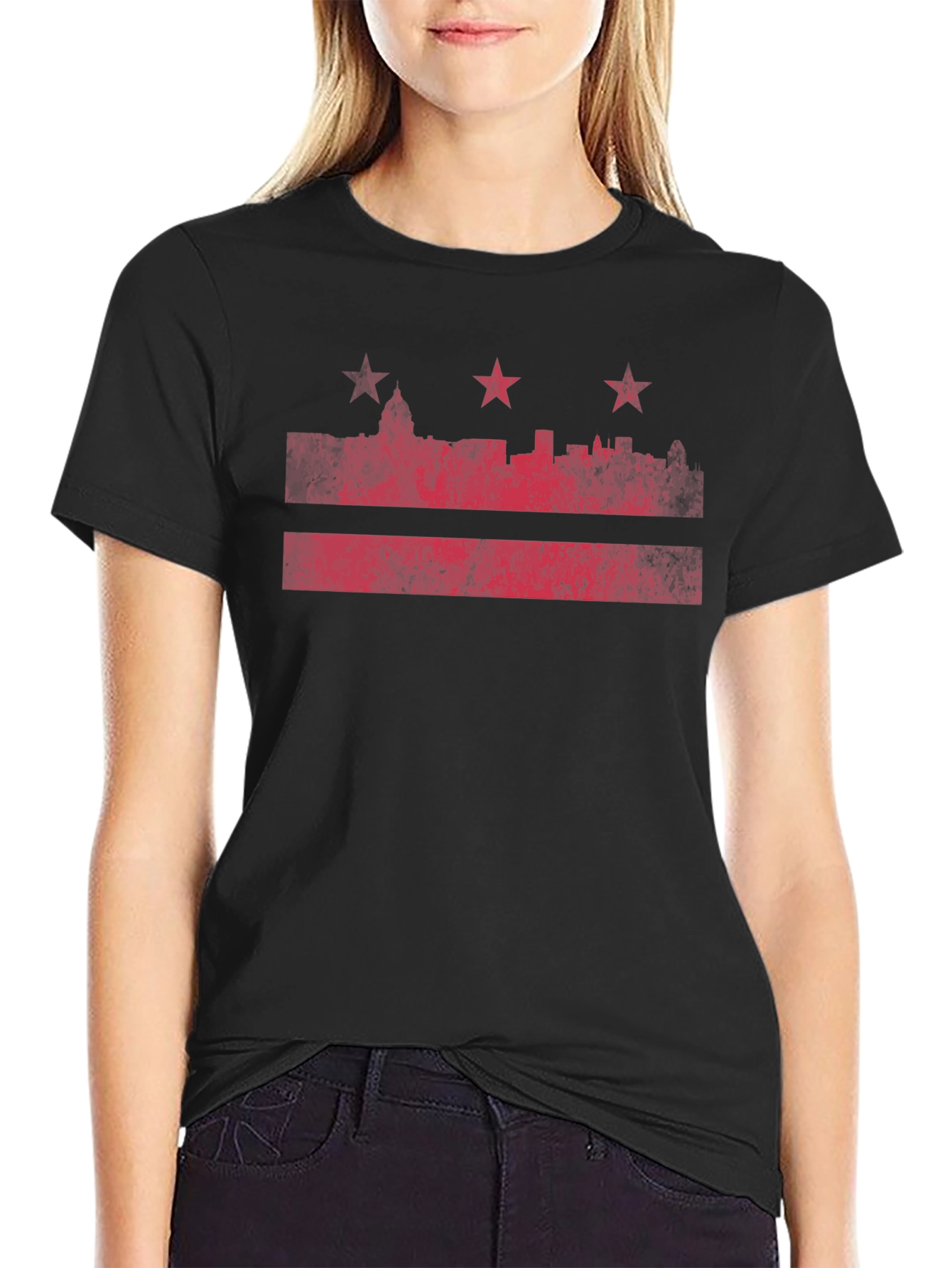 DC Flag T-Shirt - Distressed Red Print