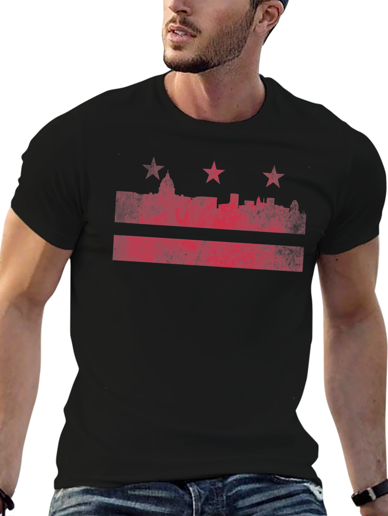 DC Flag T-Shirt - Distressed Red Print