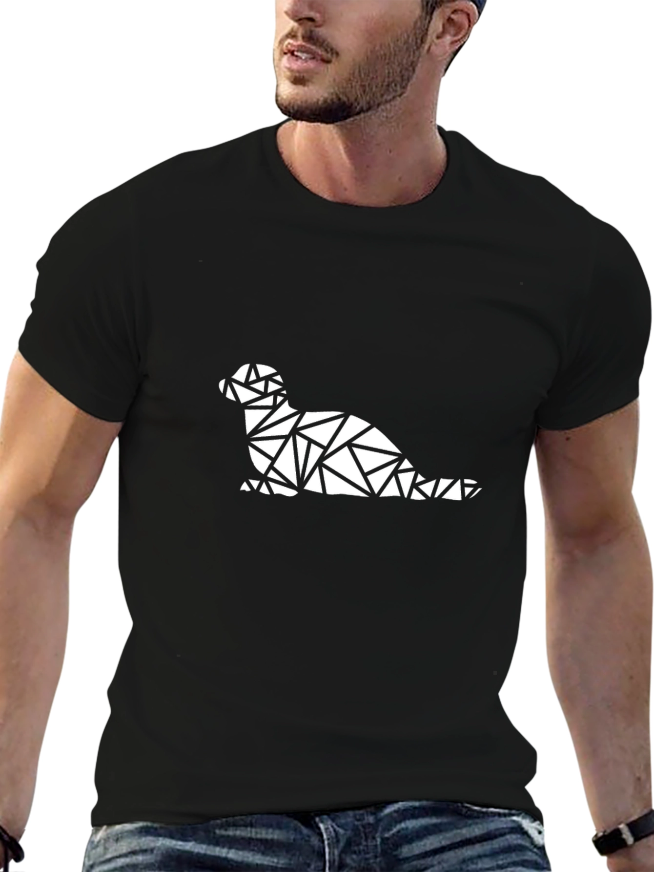 Geometric Seal Graphic Tee - Black