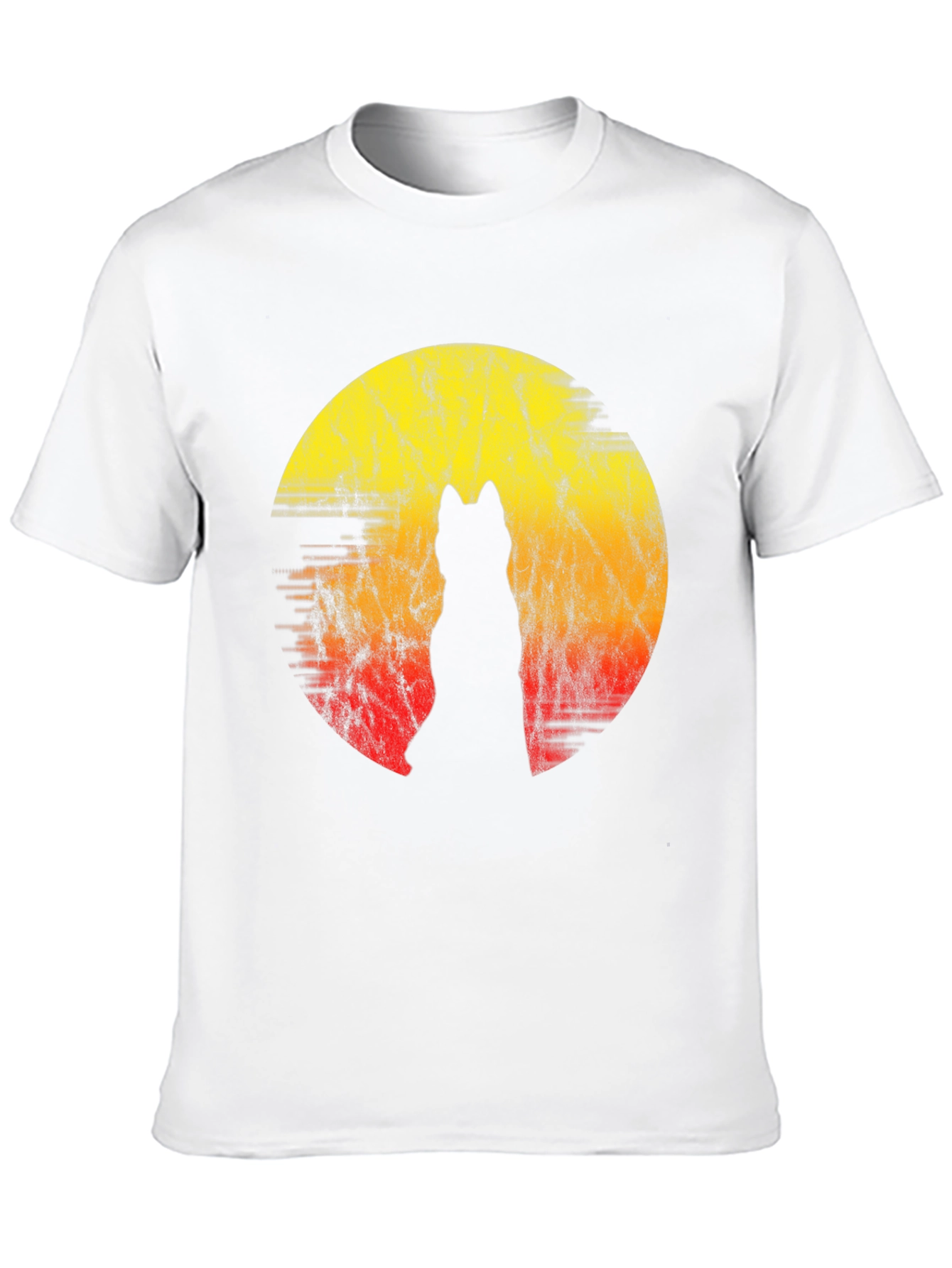 Wolf Silhouette Sunset Graphic Tee - Black