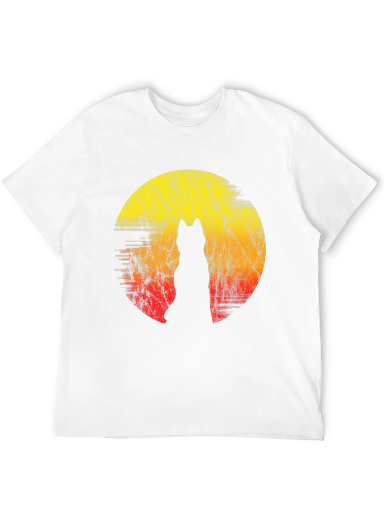 Wolf Silhouette Sunset Graphic Tee - Black