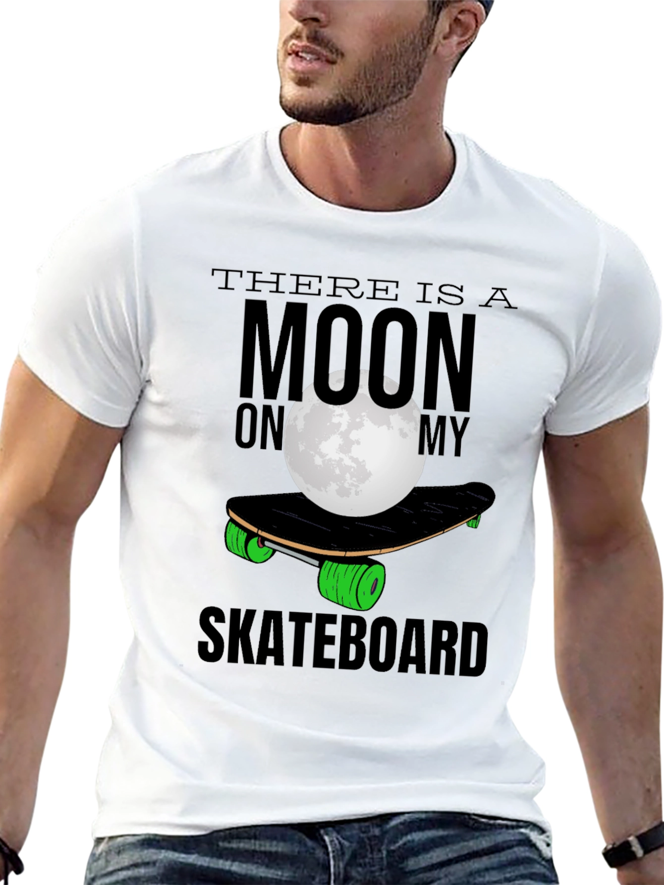 Moon Skateboard T-Shirt - Unique Graphic Tee