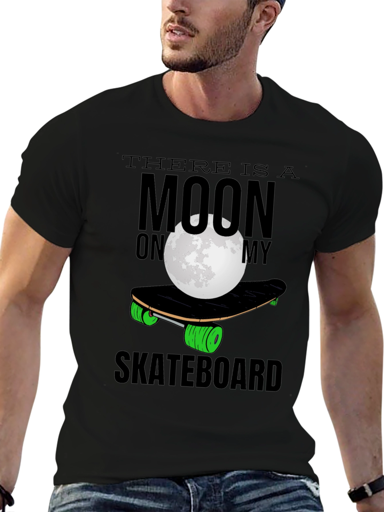 Moon Skateboard T-Shirt - Unique Graphic Tee