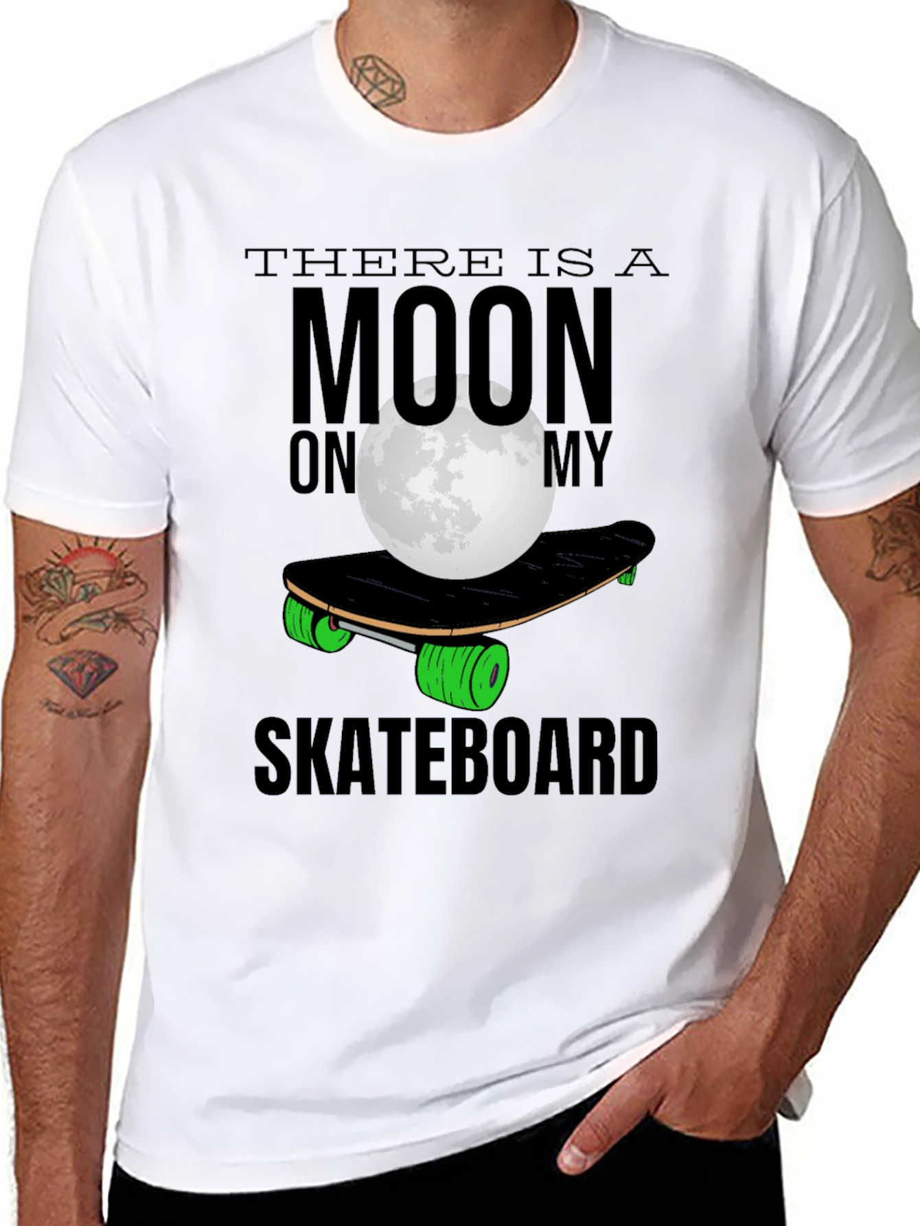 Moon Skateboard T-Shirt - Unique Graphic Tee
