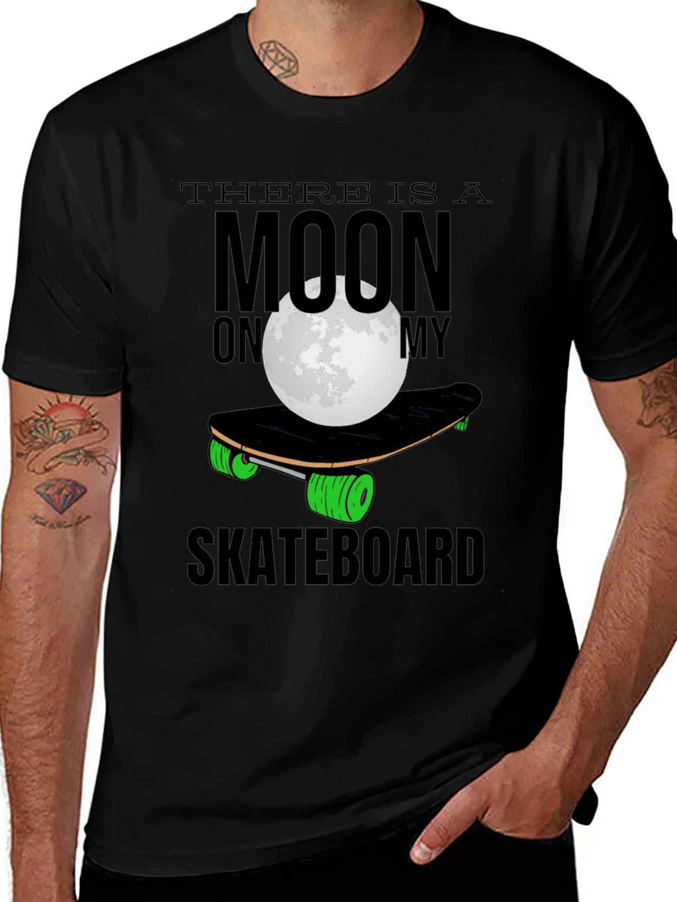 Moon Skateboard T-Shirt - Unique Graphic Tee