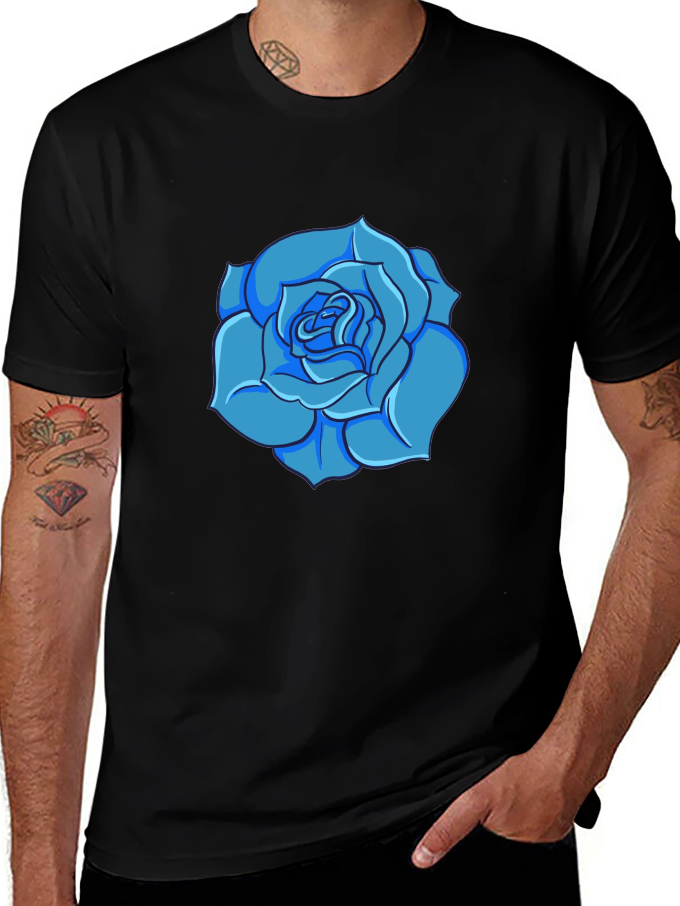 Blue Rose Graphic T-Shirt - Modern Style