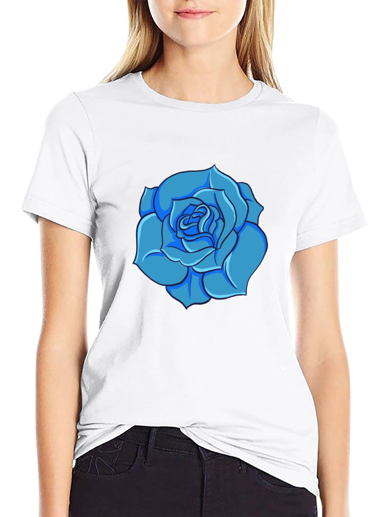 Blue Rose Graphic T-Shirt - Modern Style