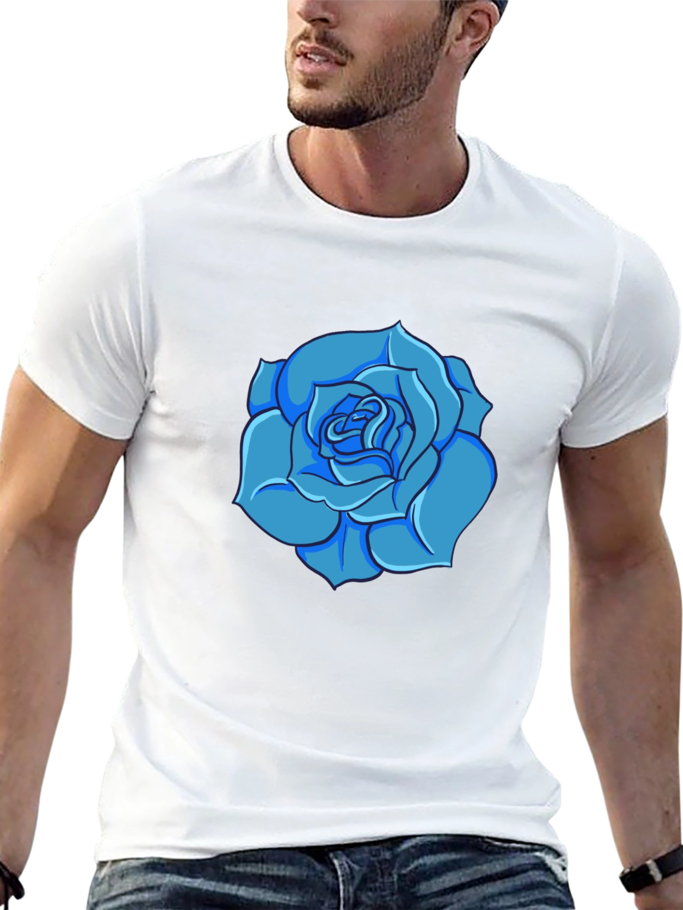 Blue Rose Graphic T-Shirt - Modern Style