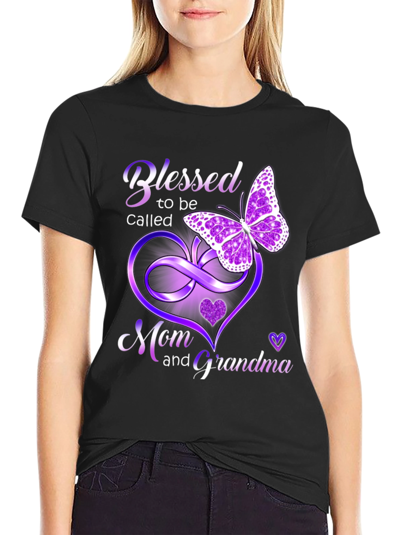 Blessed Mom and Grandma T-Shirt with Butterfly Design