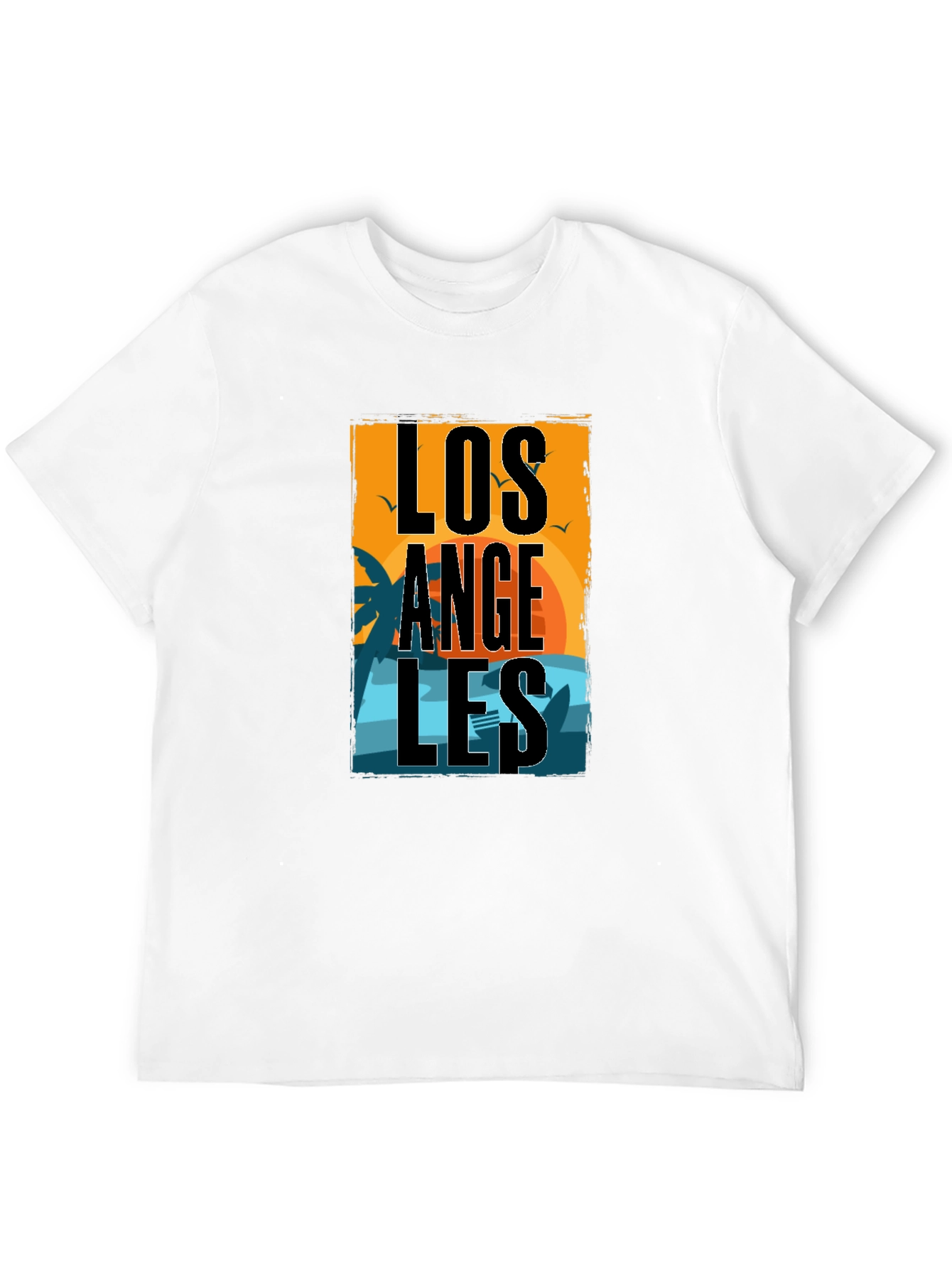 Los Angeles Sunset Graphic Print Black T-Shirt