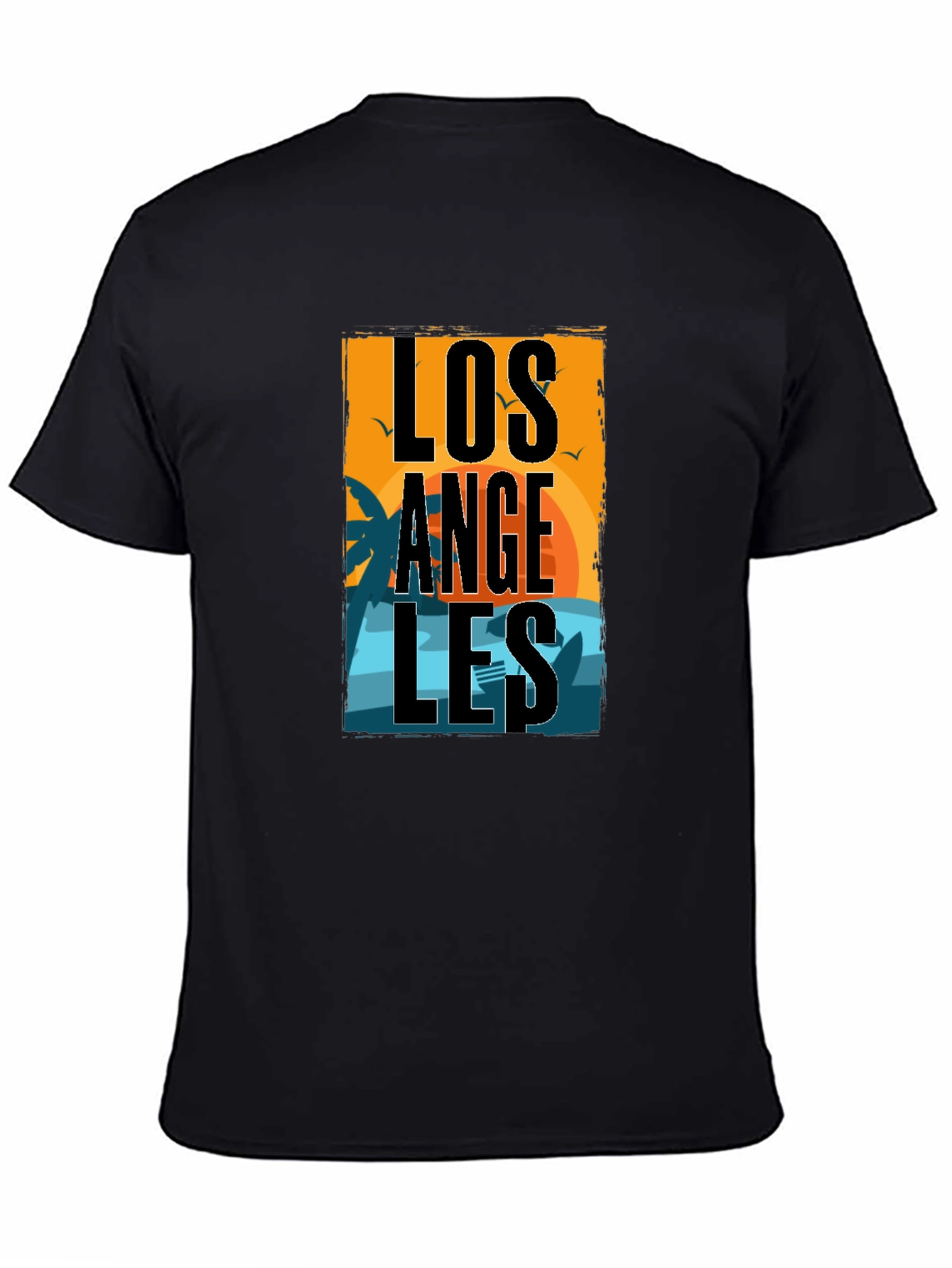 Los Angeles Sunset Graphic Print Black T-Shirt