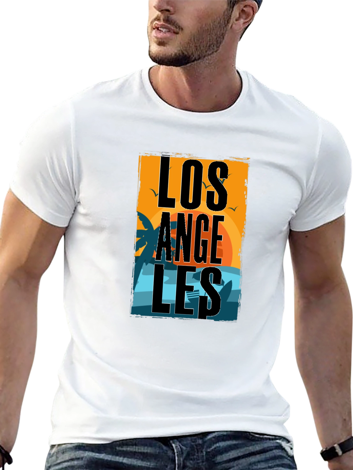 Los Angeles Sunset Graphic Print Black T-Shirt