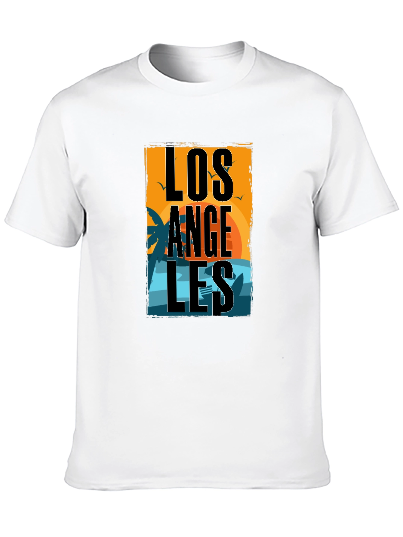 Los Angeles Sunset Graphic Print Black T-Shirt